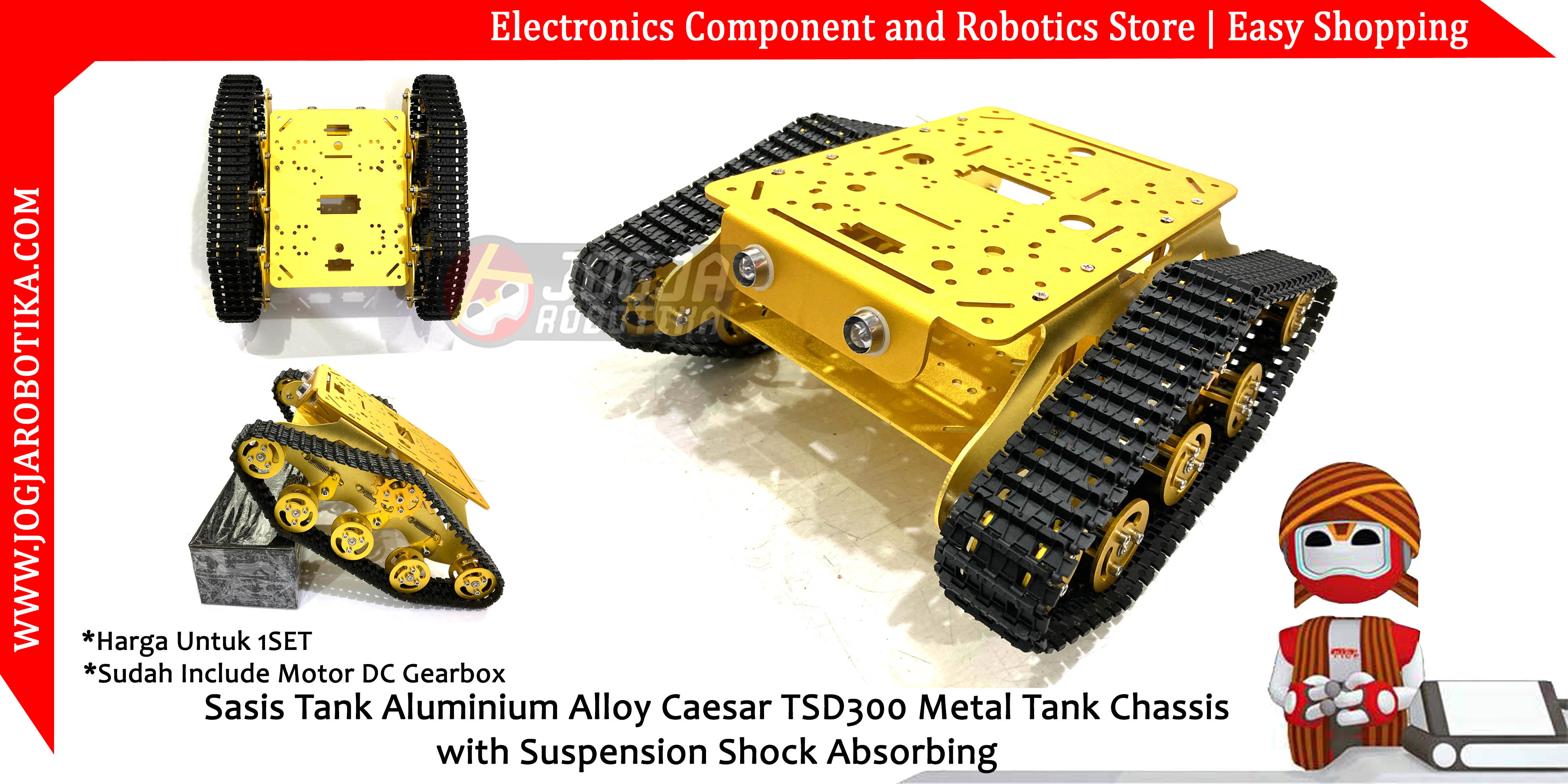 Sasis Tank Aluminium Alloy Caesar TSD300 Metal Tank Chassis with Suspension Shock Absorbing