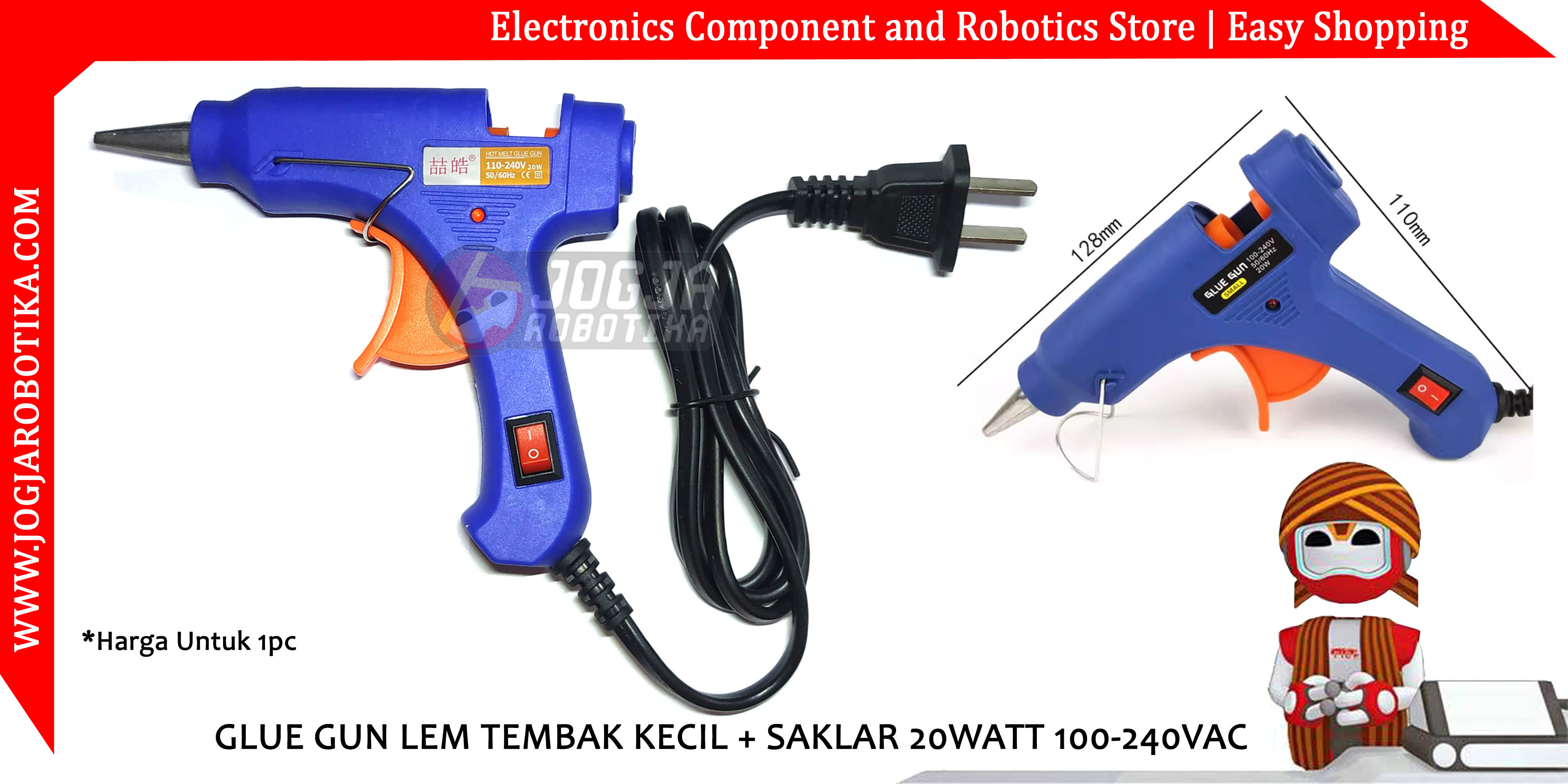 GLUE GUN LEM TEMBAK KECIL + SAKLAR 20WATT 100-240VAC