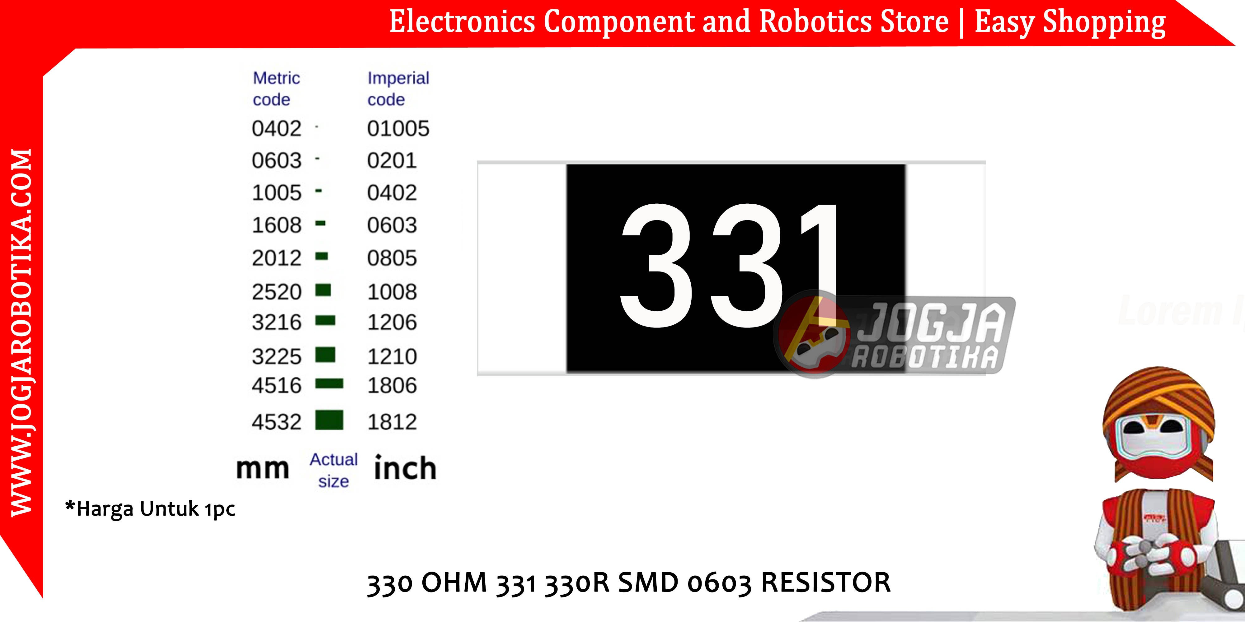 330 OHM 331 330R SMD 0603 RESISTOR