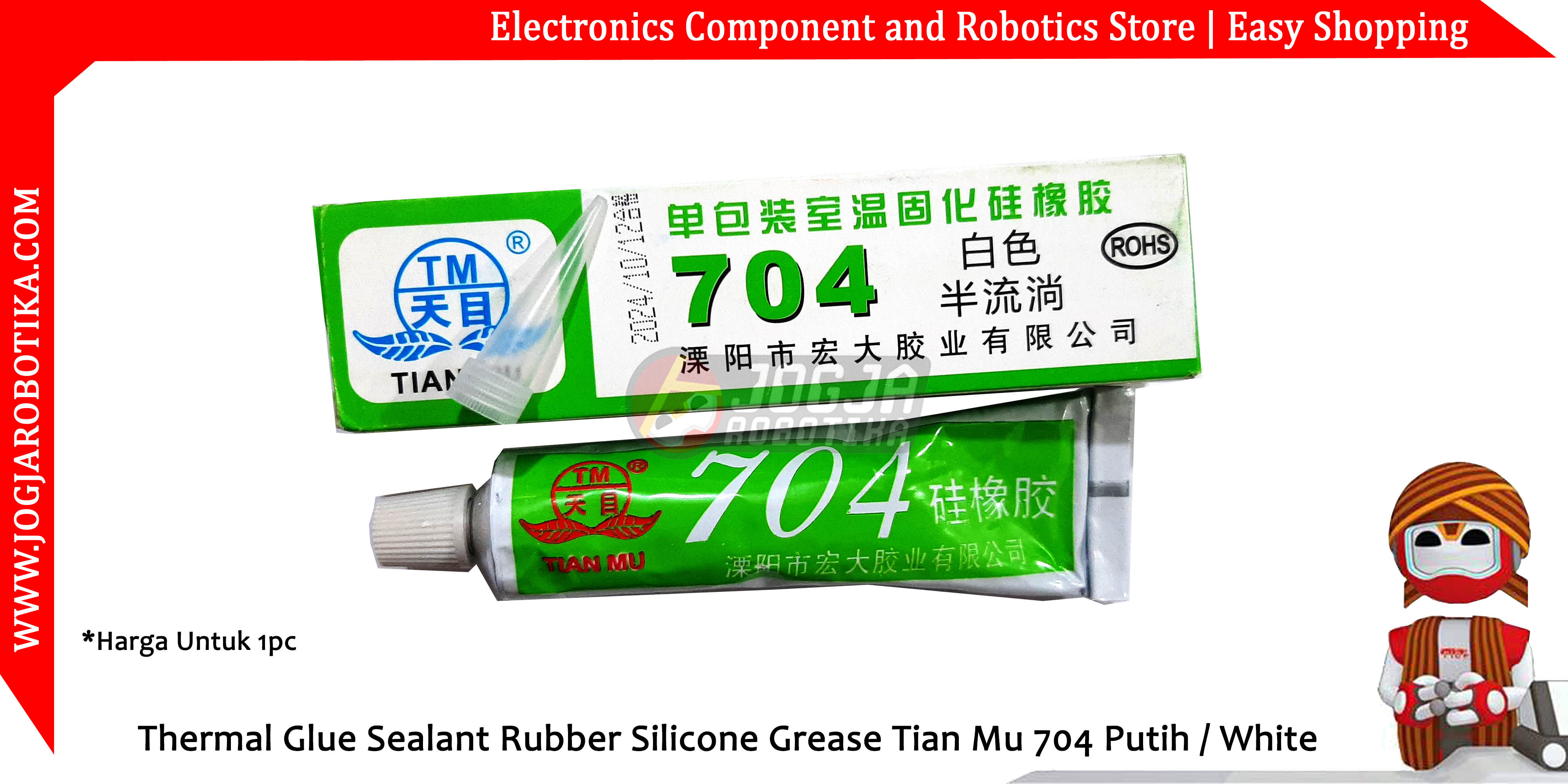 Thermal Glue Sealant Rubber Silicone Grease Tian Mu 704 Putih / White