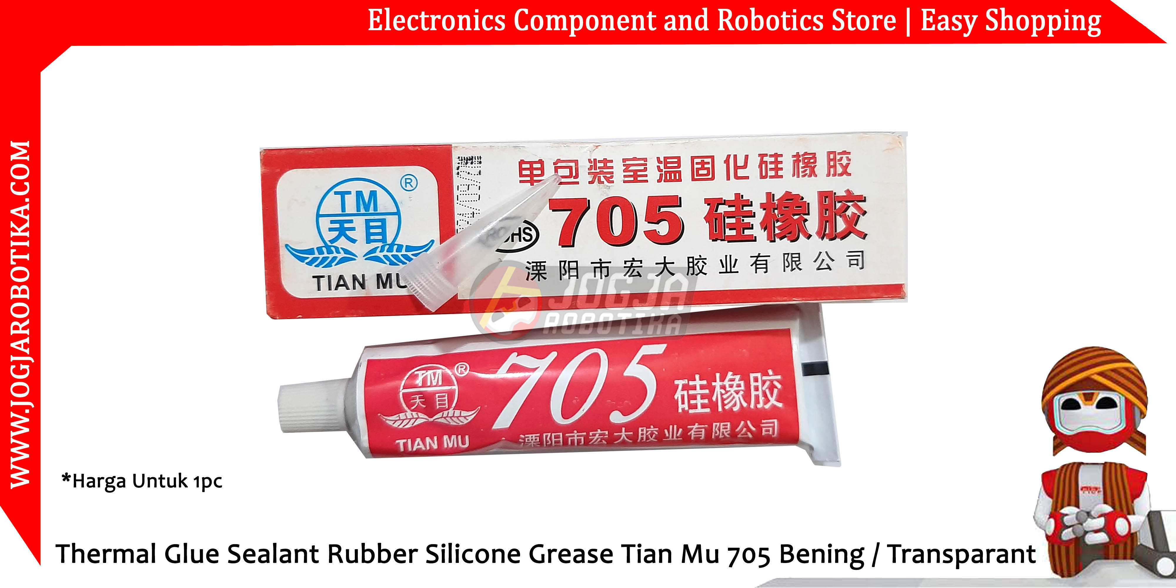 Thermal Glue Sealant Rubber Silicone Grease Tian Mu 705 Bening / Transparant