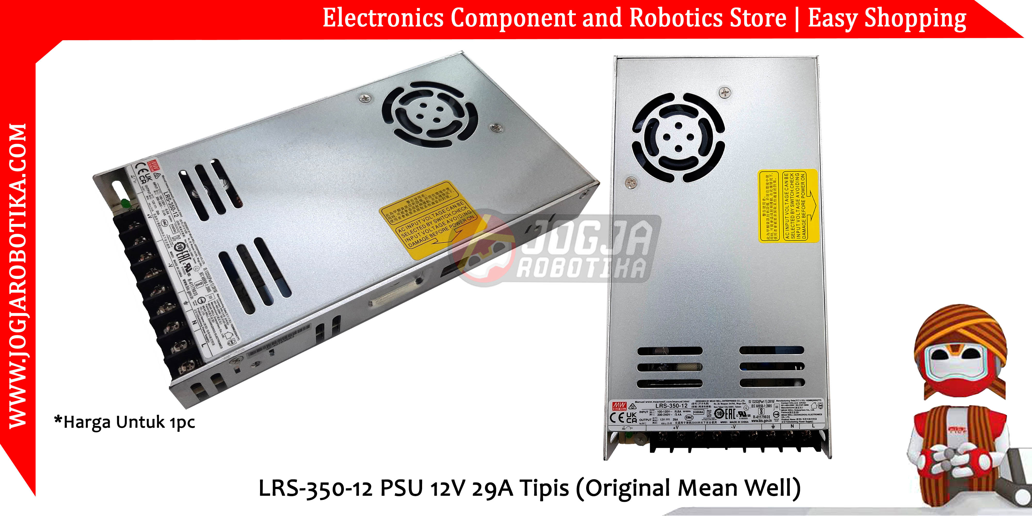 LRS-350-12 PSU 12V 29A Tipis (Original Mean Well)