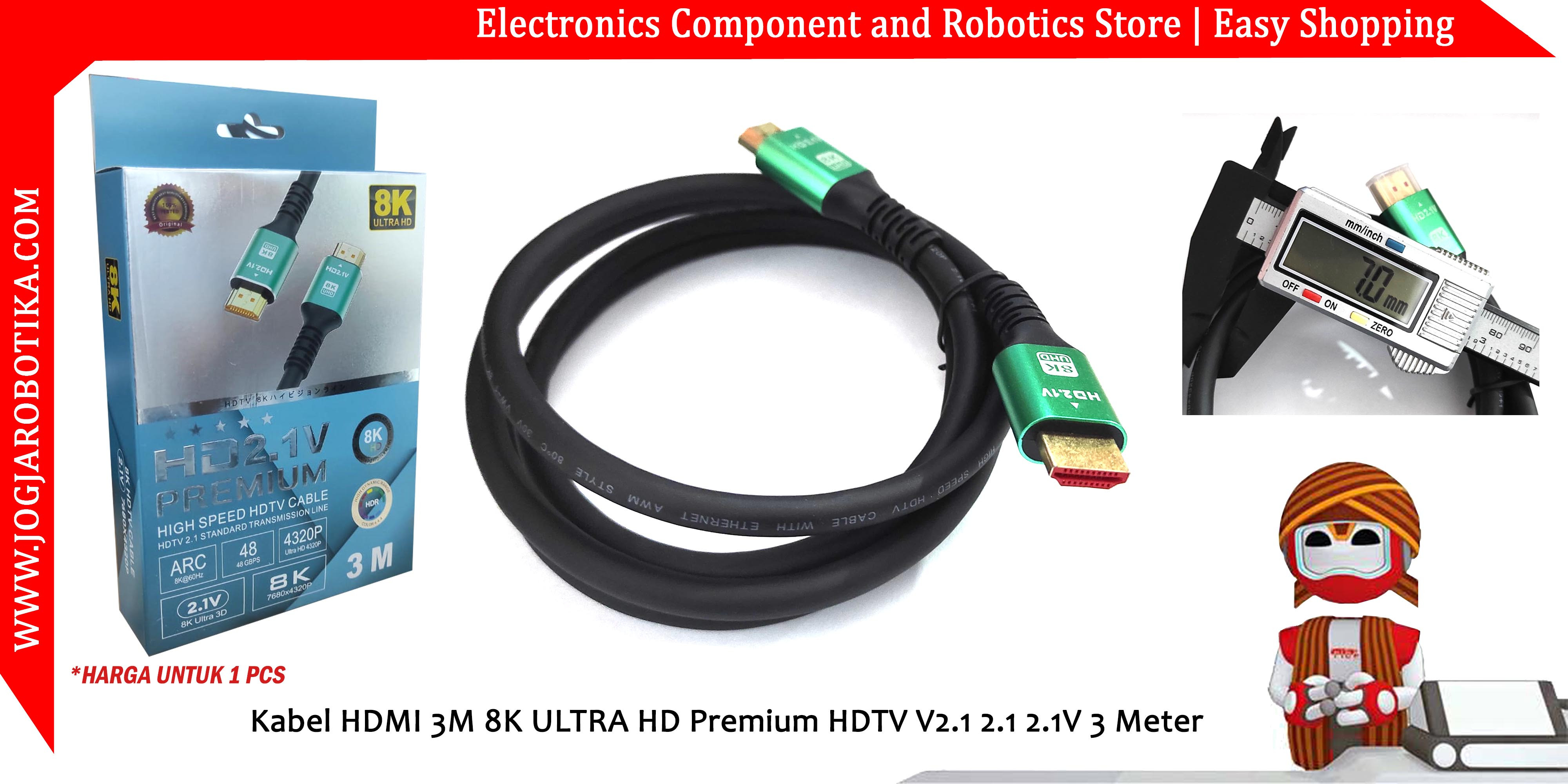 Kabel HDMI 3M 8K ULTRA HD Premium HDTV V2.1 2.1 2.1V 3 Meter