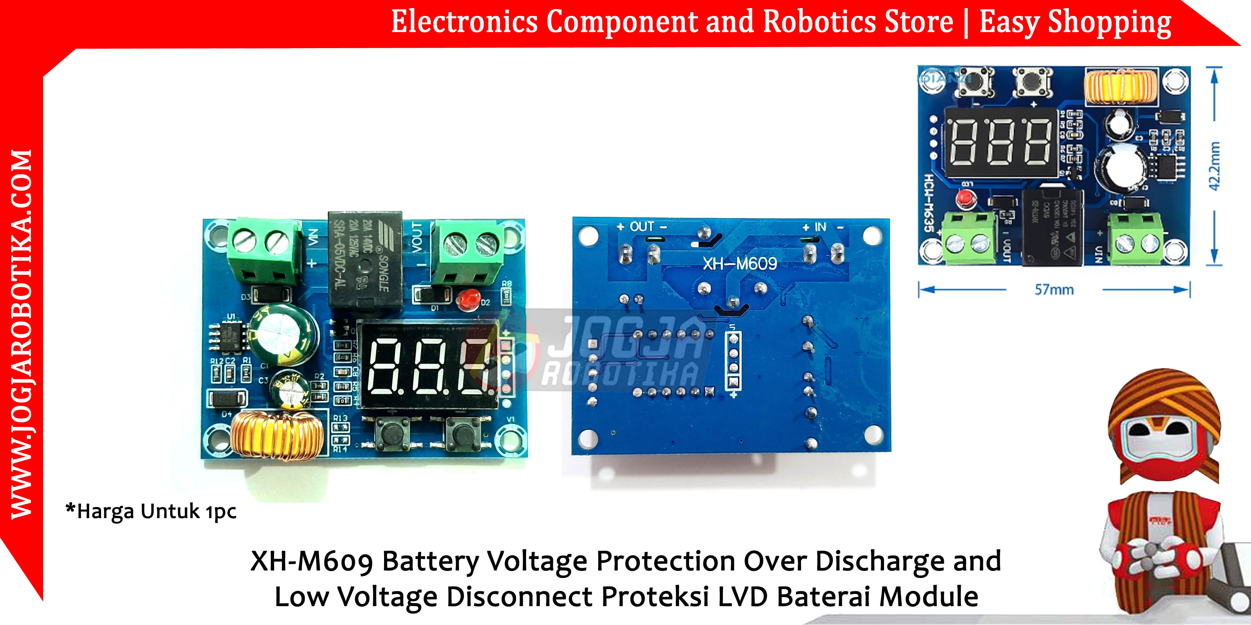 XH-M609 Battery Voltage Protection Over Discharge and Low Voltage Disconnect Proteksi LVD Baterai Module