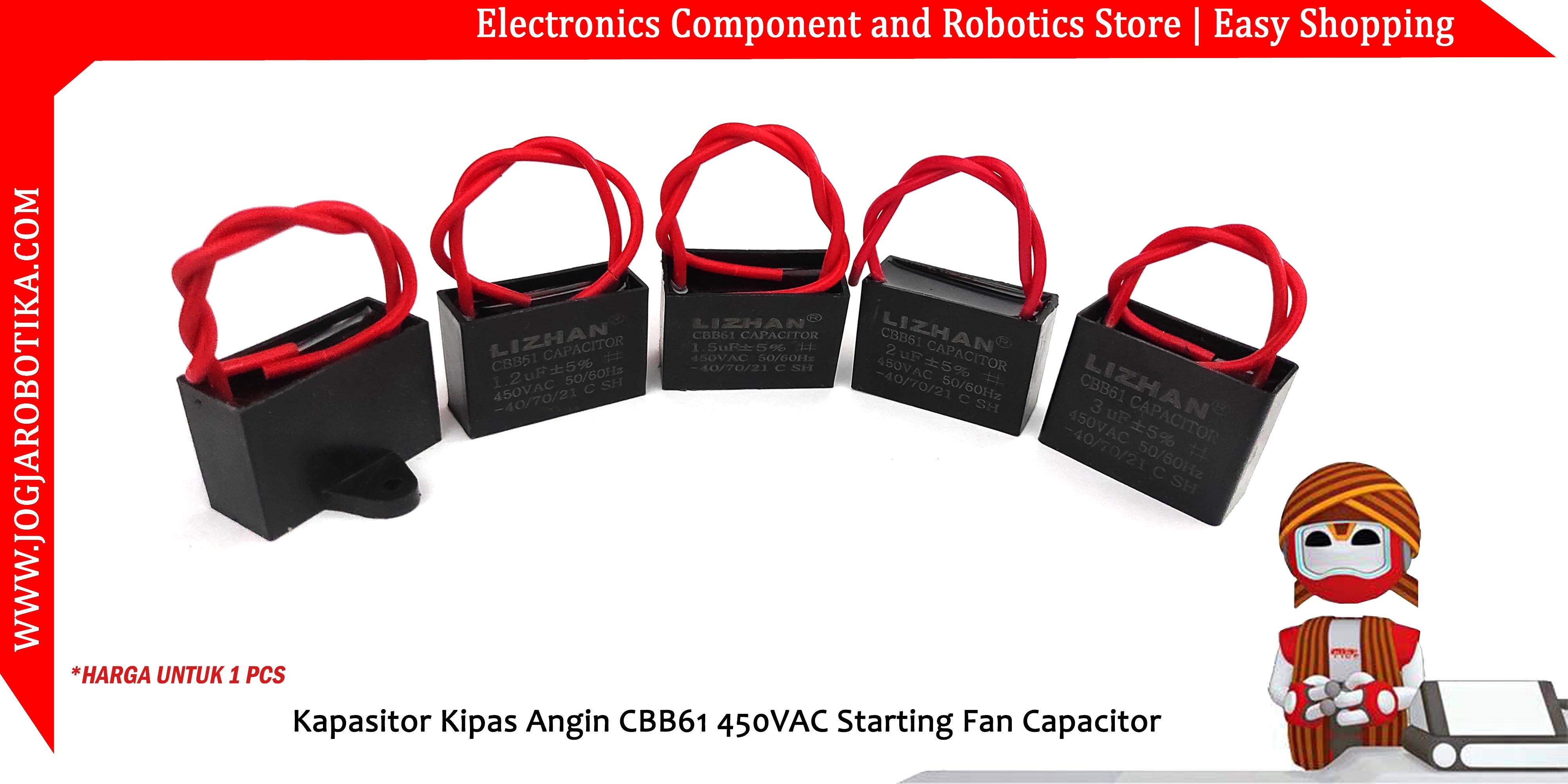 Kapasitor Kipas Angin CBB61 450VAC 1.5uF Starting Fan Capacitor
