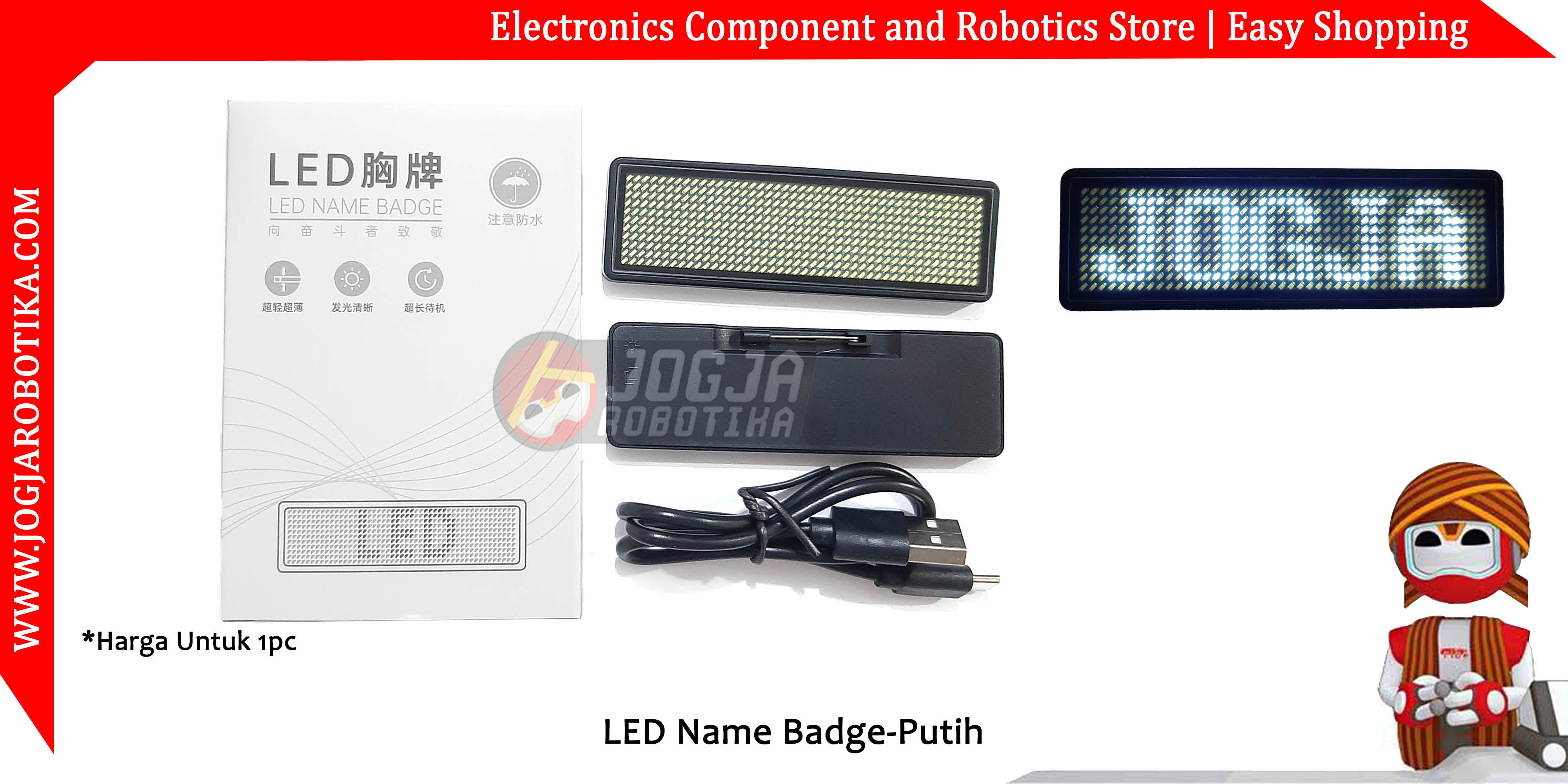 LED Name Badge-Putih