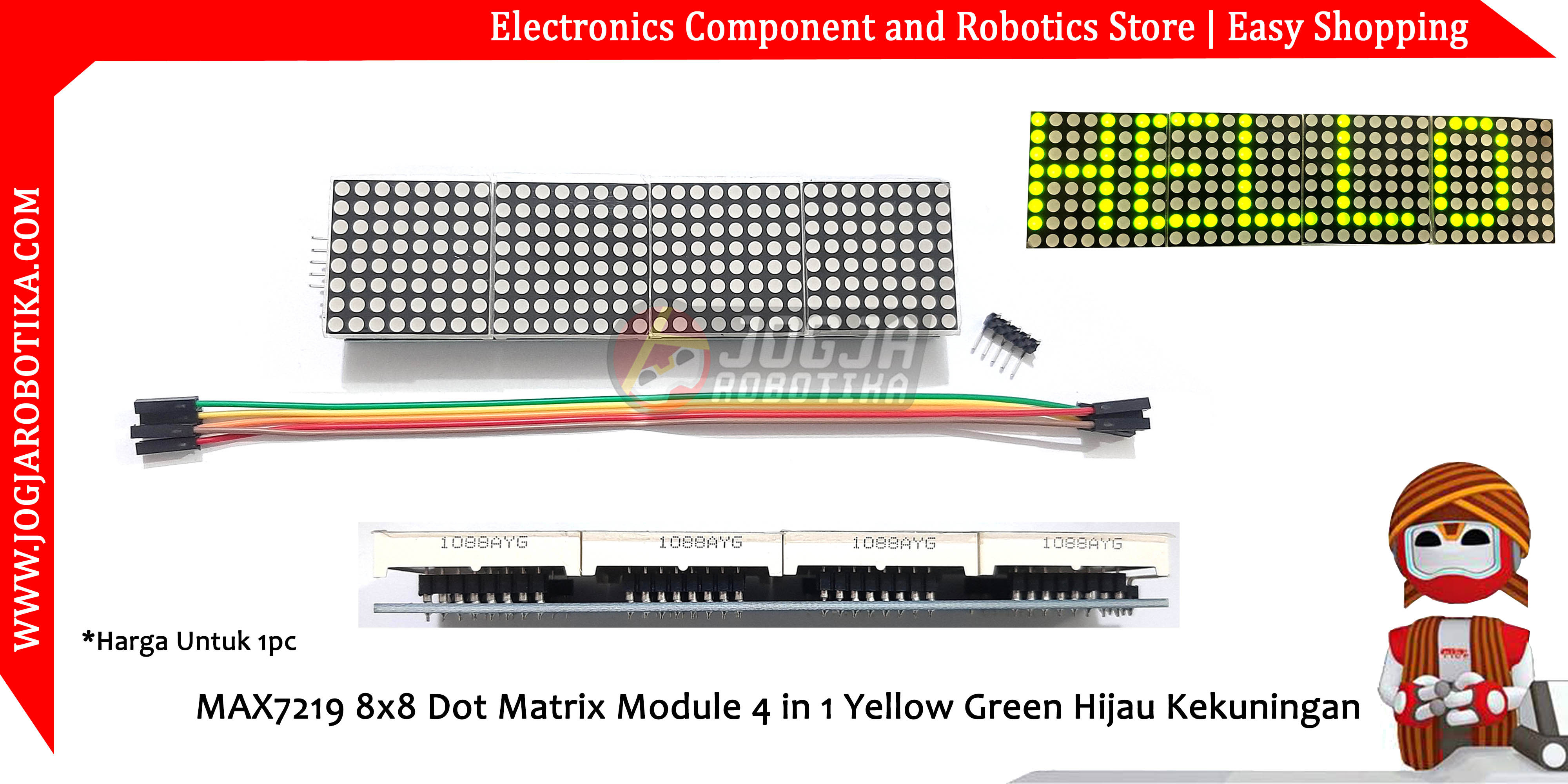MAX7219 8x8 Dot Matrix Module 4 in 1 Yellow Green Hijau Kekuningan