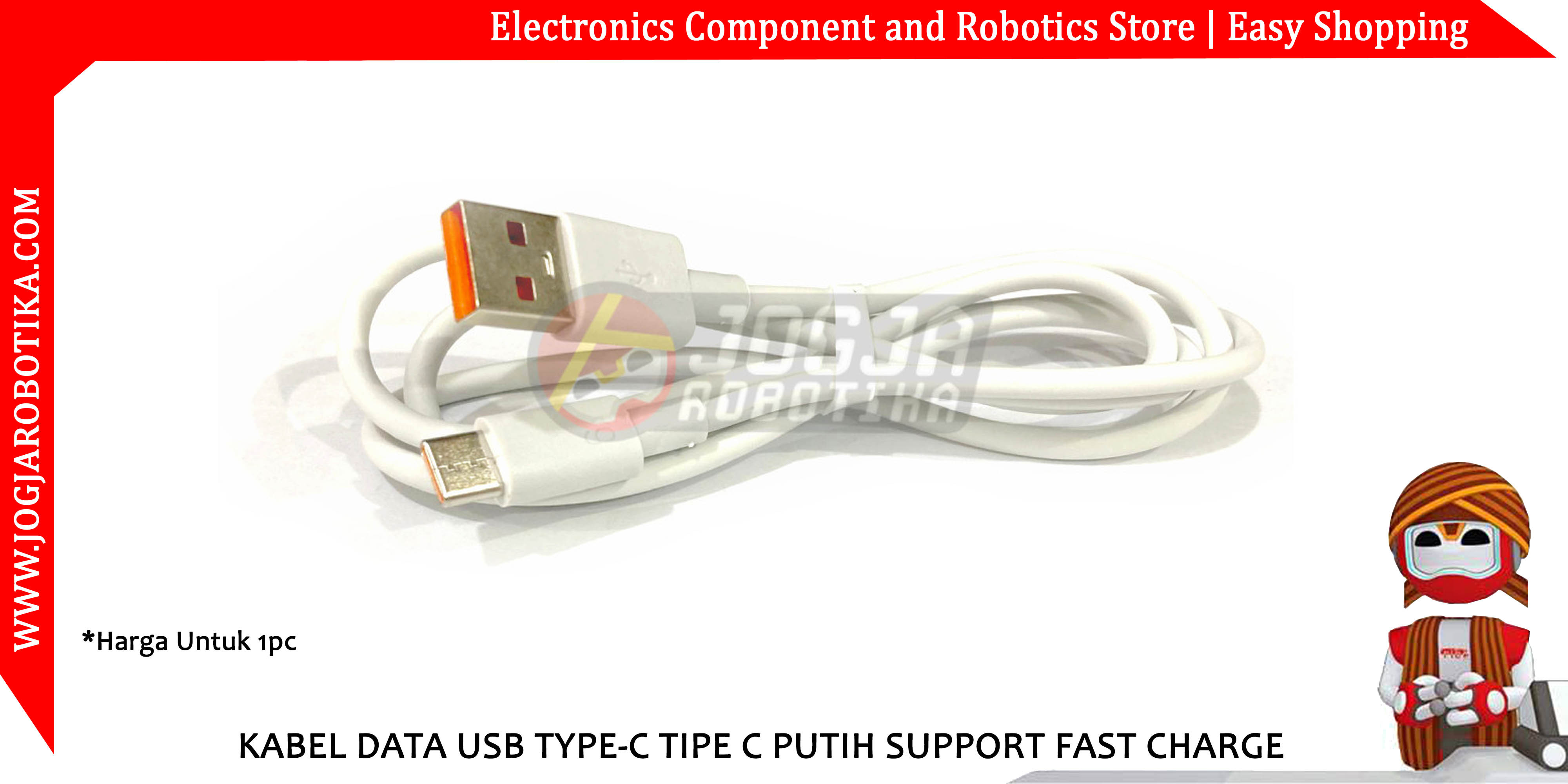 KABEL DATA USB TYPE-C TIPE C PUTIH SUPPORT FAST CHARGE