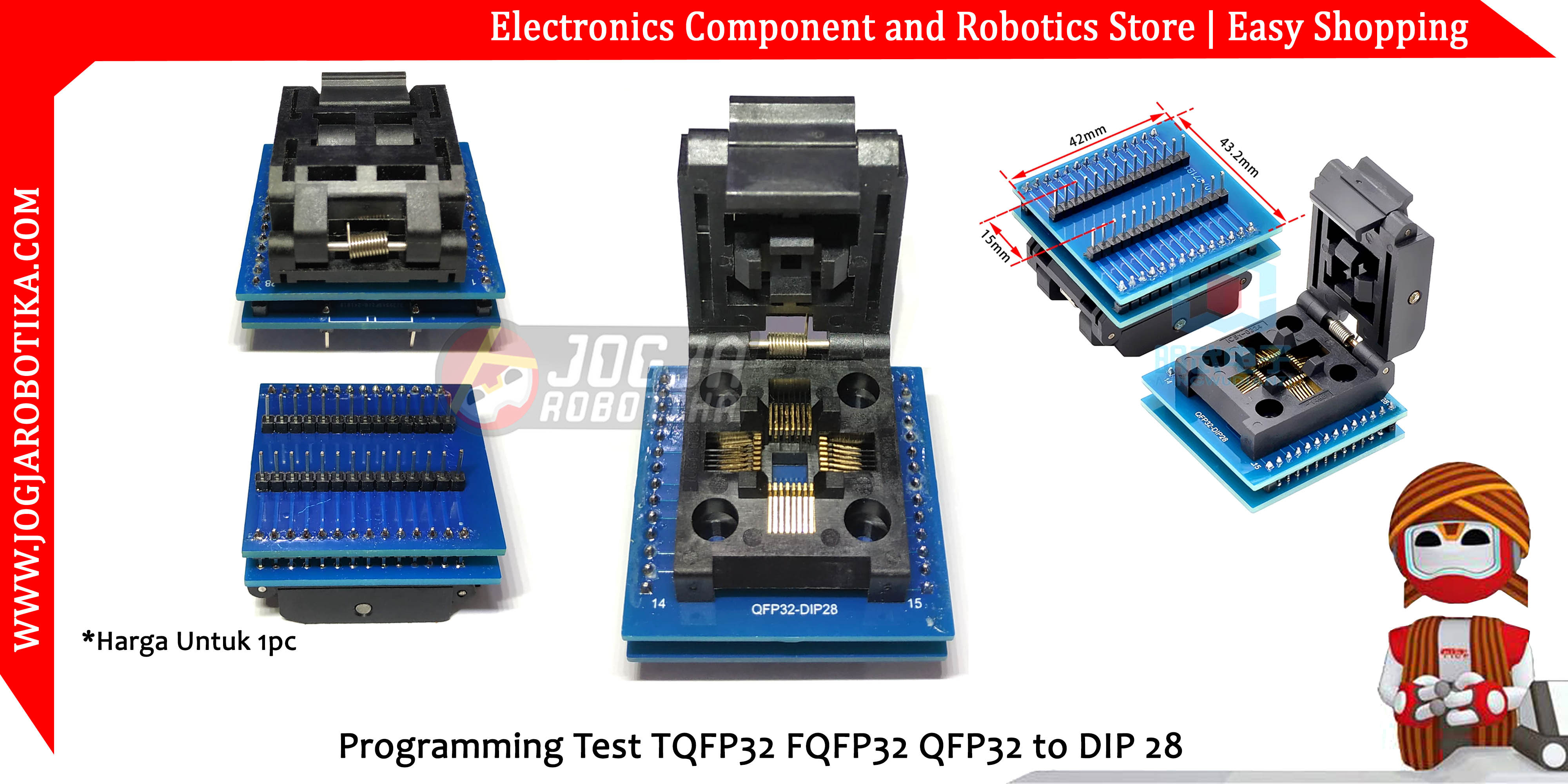 Programming Test TQFP32 FQFP32 QFP32 to DIP 28