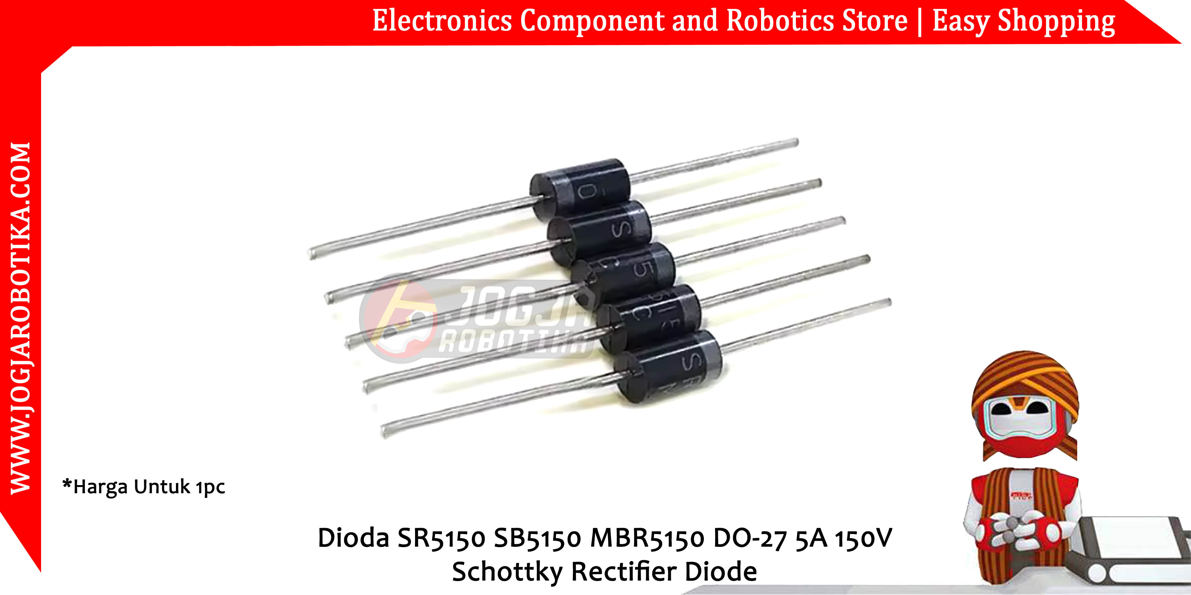 Dioda SR5150 SB5150 MBR5150 DO-27 5A 150V Schottky Rectifier Diode