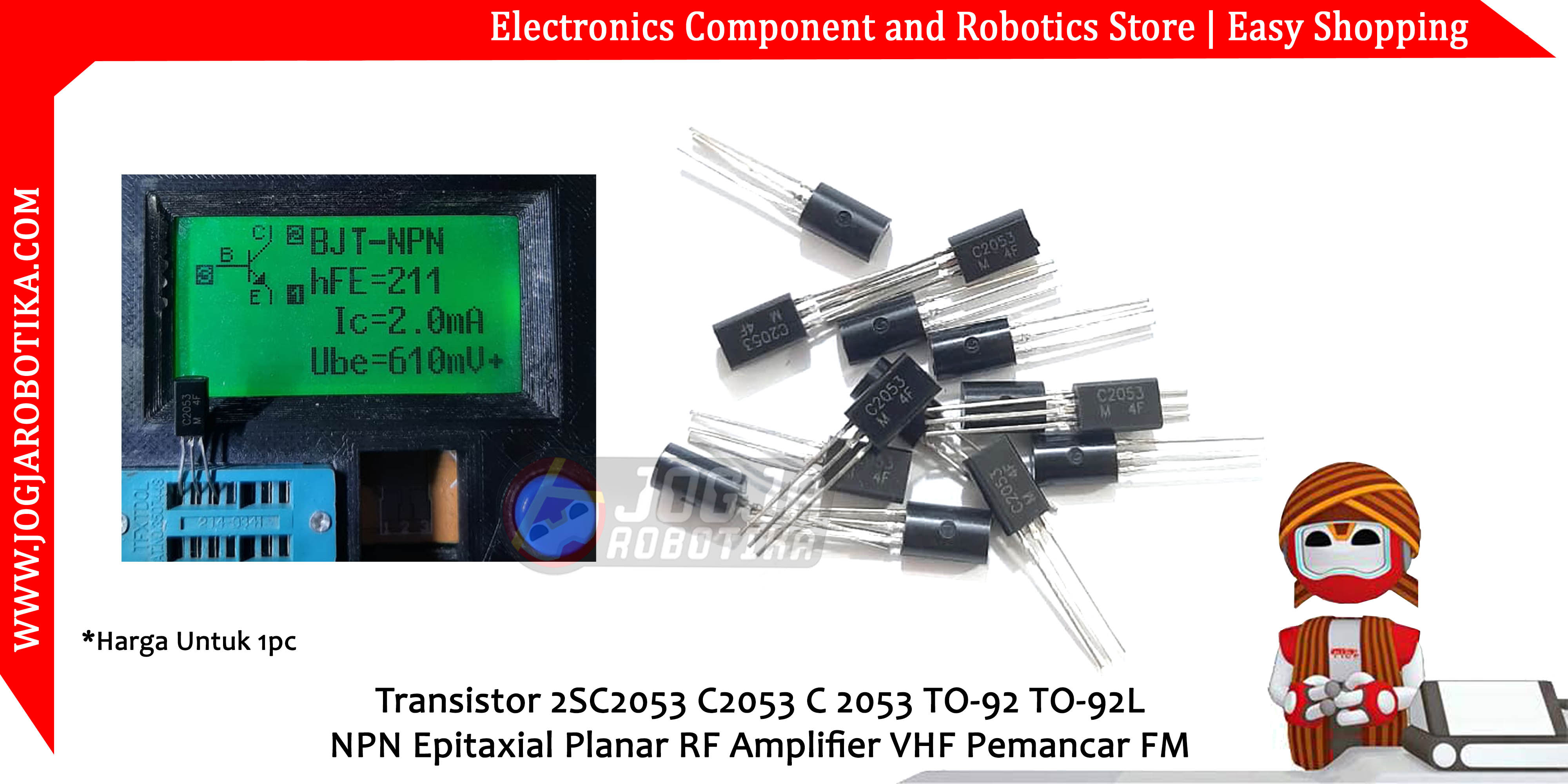 Transistor 2SC2053 C2053 C 2053 TO-92 TO-92L NPN Epitaxial Planar RF Amplifier VHF Pemancar FM