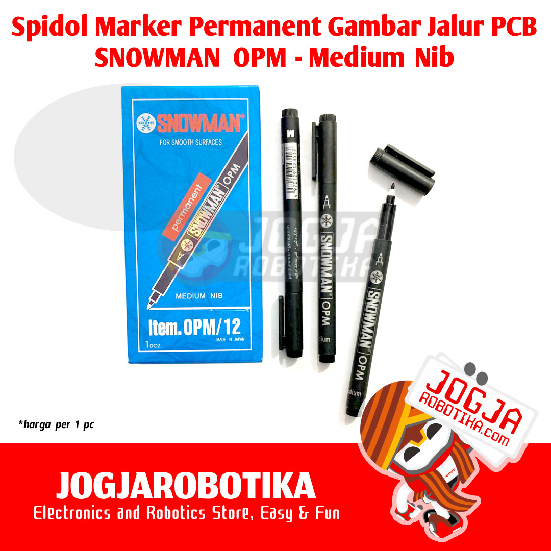 Spidol Marker Permanent Snowman Gambar Jalur PCB - HITAM - OPM Medium Nib