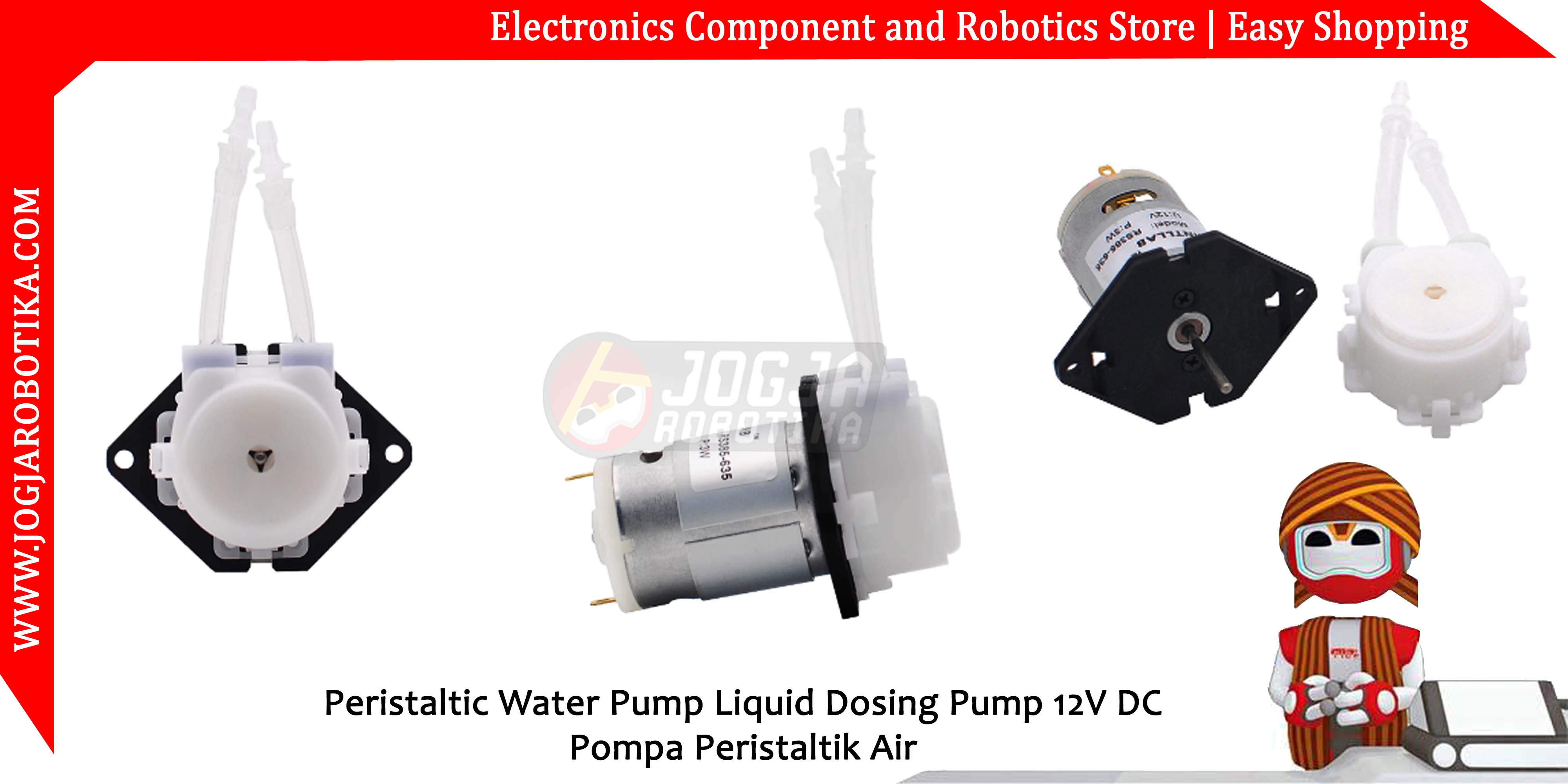 Peristaltic Water Pump Liquid Dosing Pump 12V DC 2~17mL/min Pompa Peristaltik Air