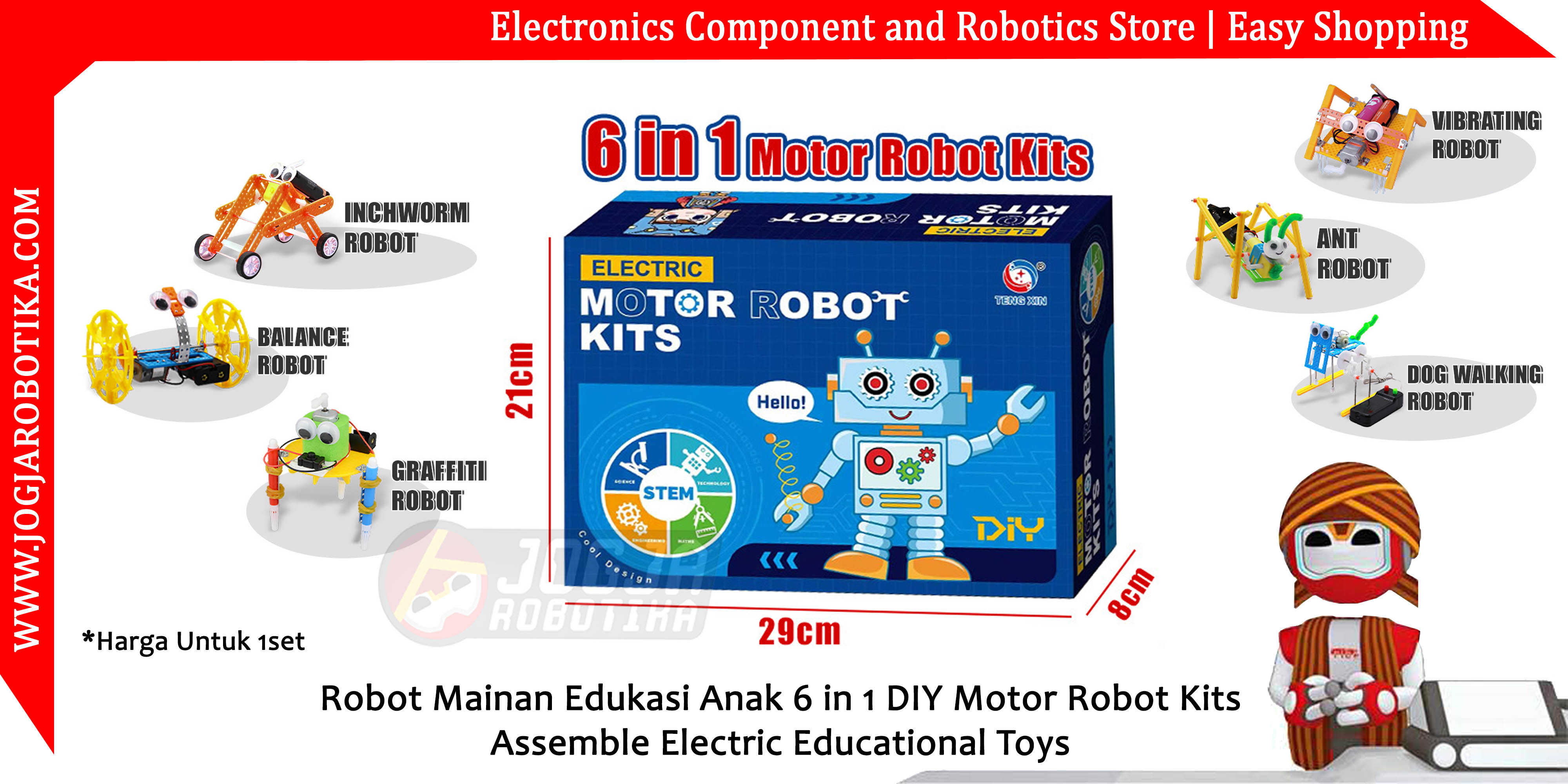 Robot Mainan Edukasi Anak 6 in 1 DIY Motor Robot Kits Assemble Electric Educational Toys