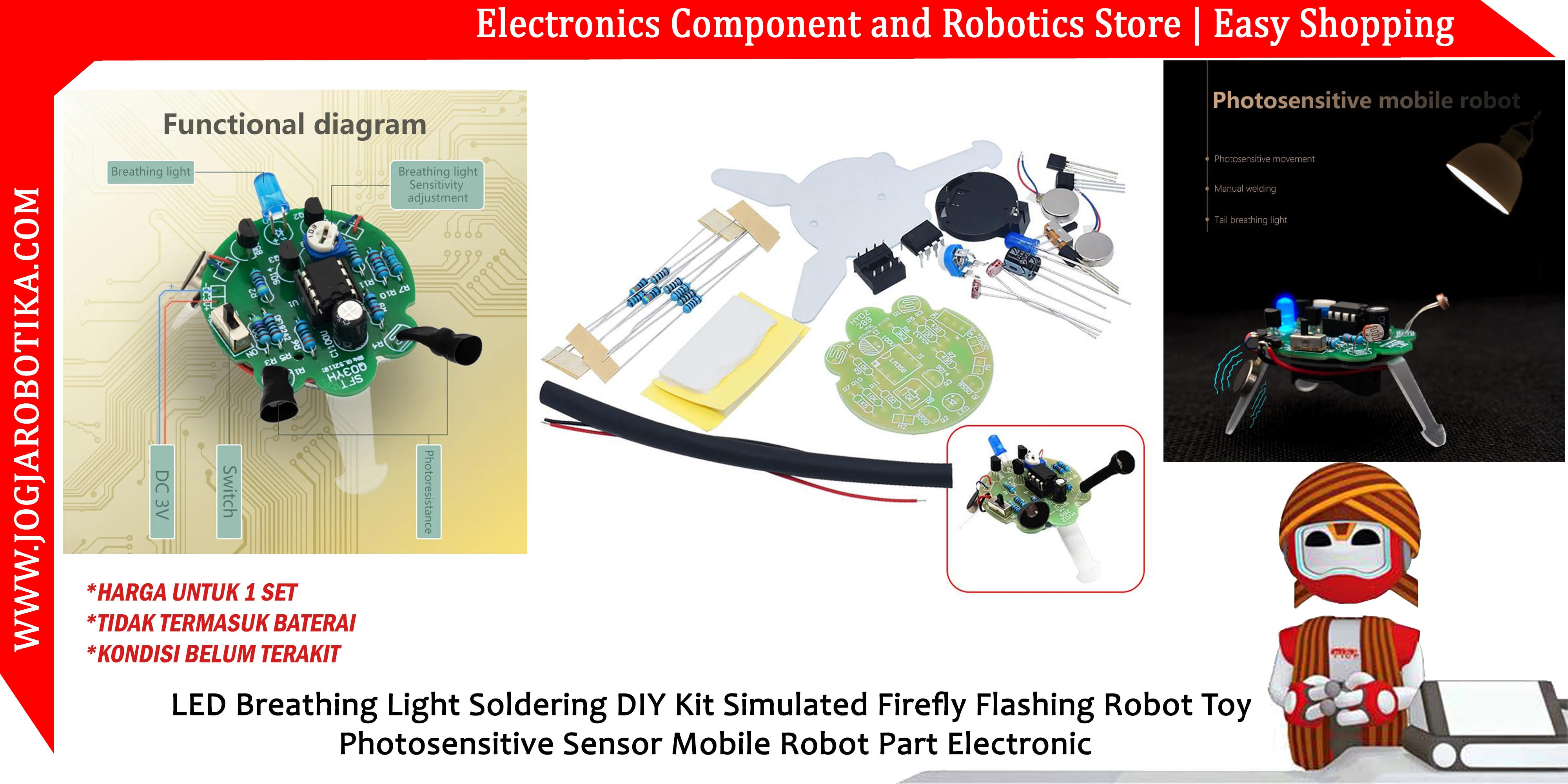 LED Breathing Light Soldering DIY Kit Simulated Firefly Flashing Robot Toy Photosensitive Sensor Mobile Robot Part Electronic