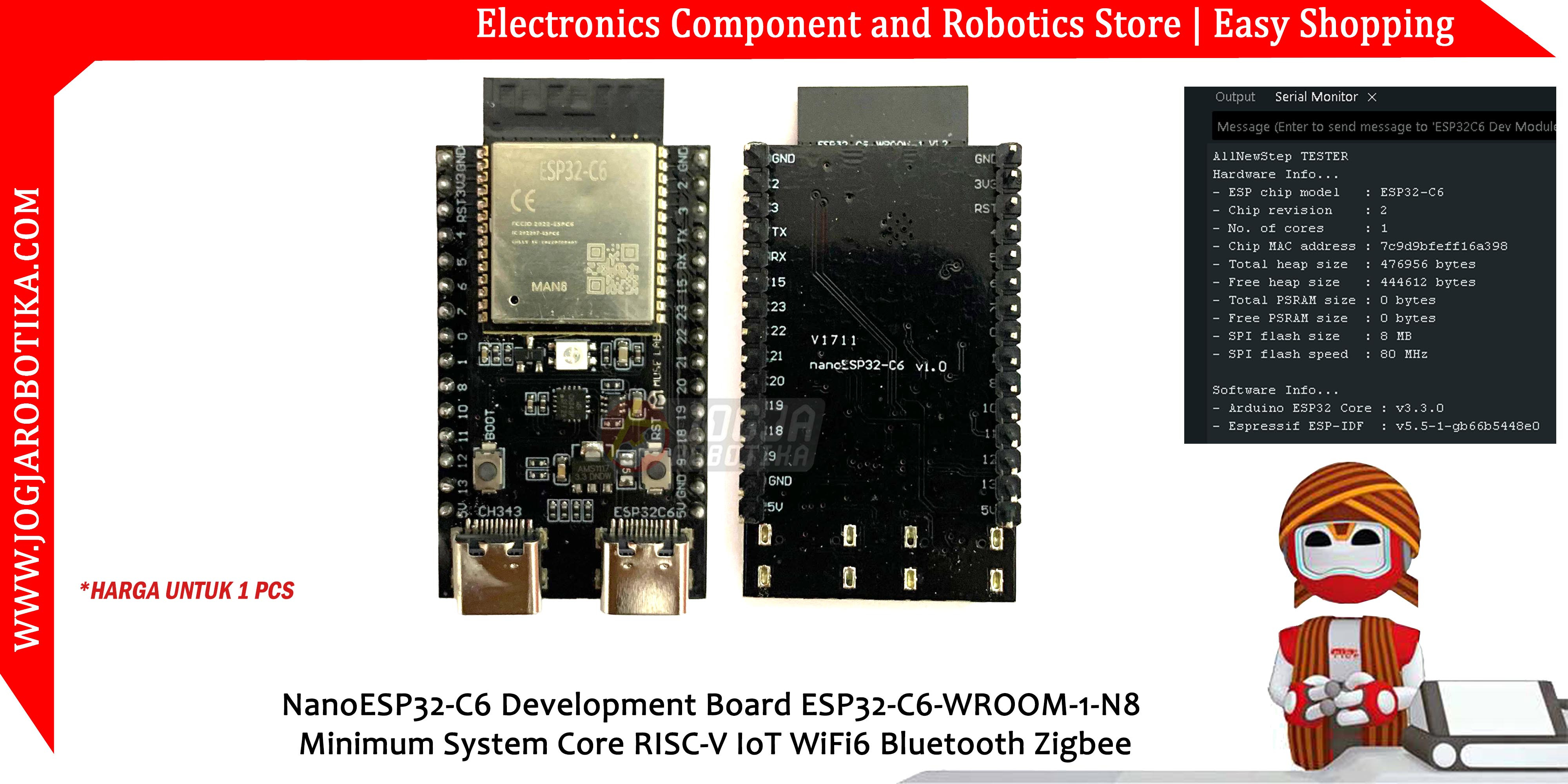 NanoESP32-C6 Development Board ESP32-C6-WROOM-1-N8 Minimum System Core RISC-V IoT WiFi6 Bluetooth Zigbee