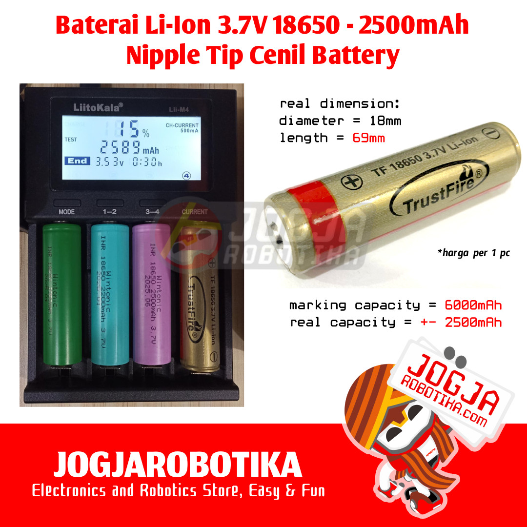 TRUSTFIRE BATTERY LI-ION 3.7V 18650 NIPPLE TIP CENIL 2500MAH