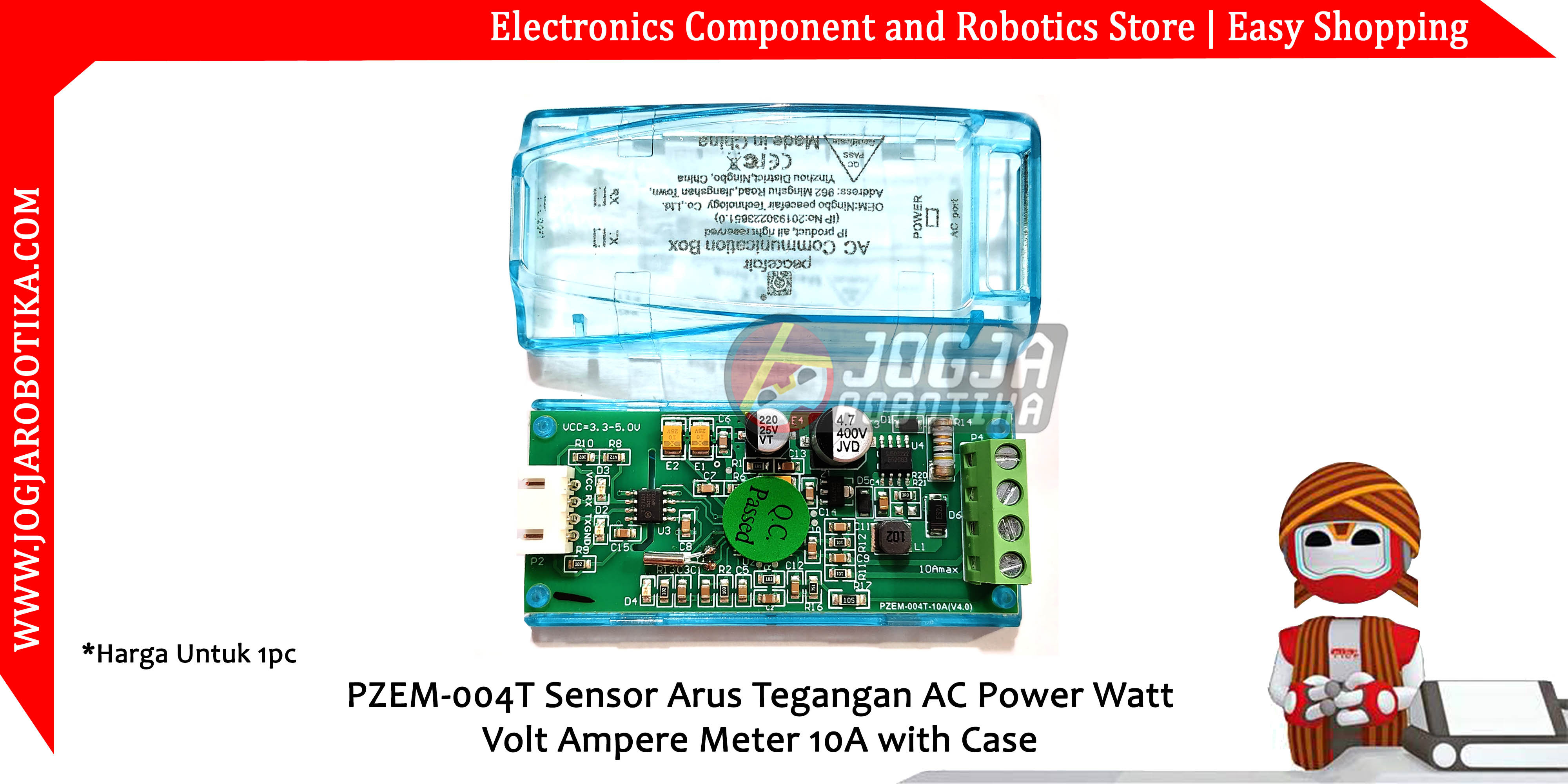 PZEM-004T Sensor Arus Tegangan AC Power Watt Volt Ampere Meter 10A with Case