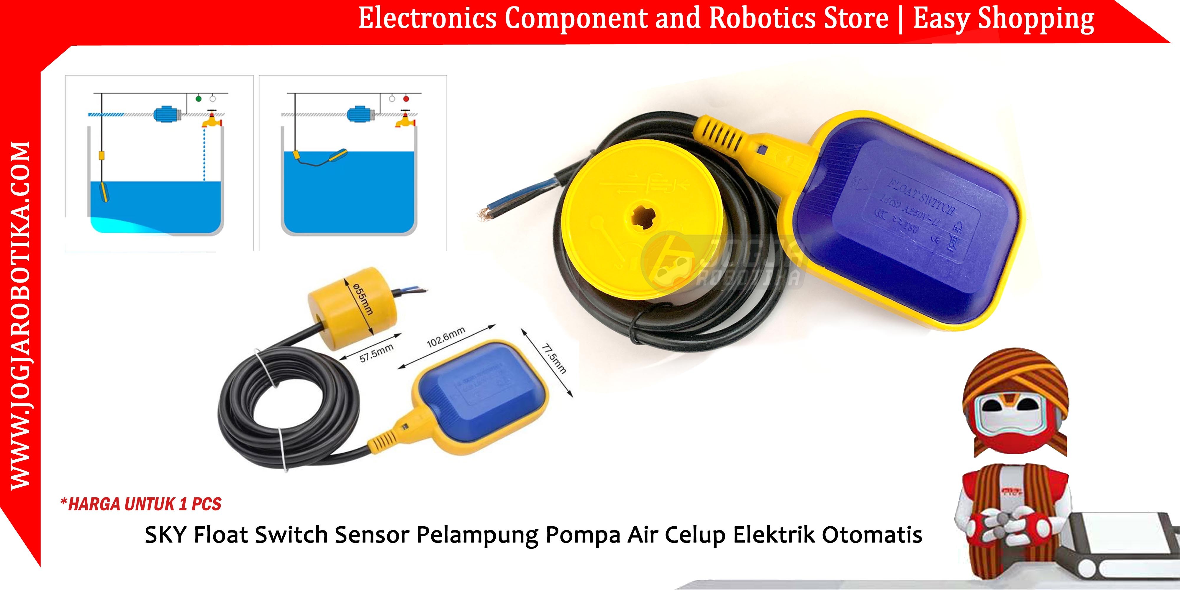 SKY Float Switch Sensor Pelampung Pompa Air Celup Elektrik Otomatis 2M