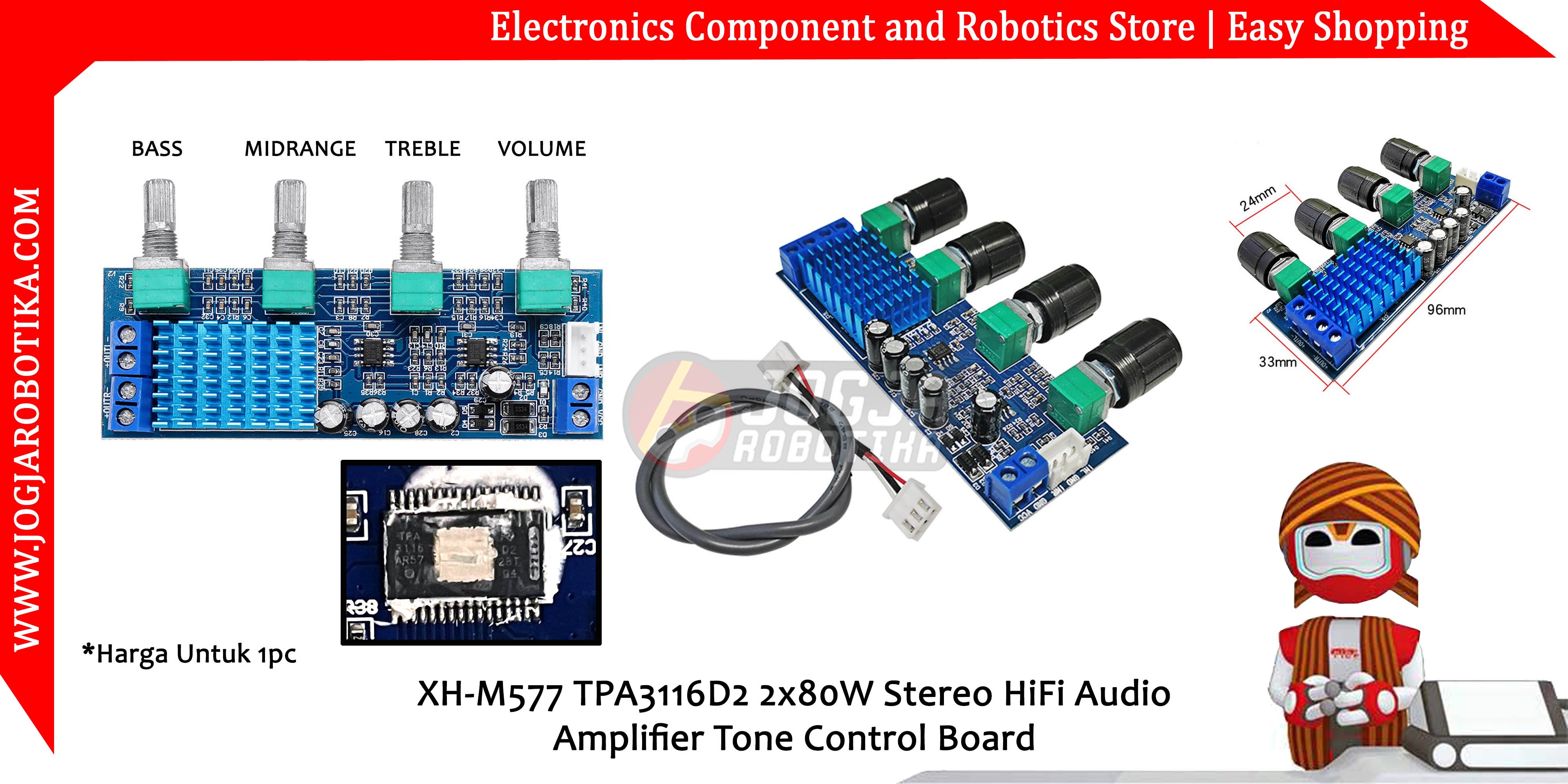 XH-M577 TPA3116D2 2x80W Stereo HiFi Audio Amplifier Tone Control Board