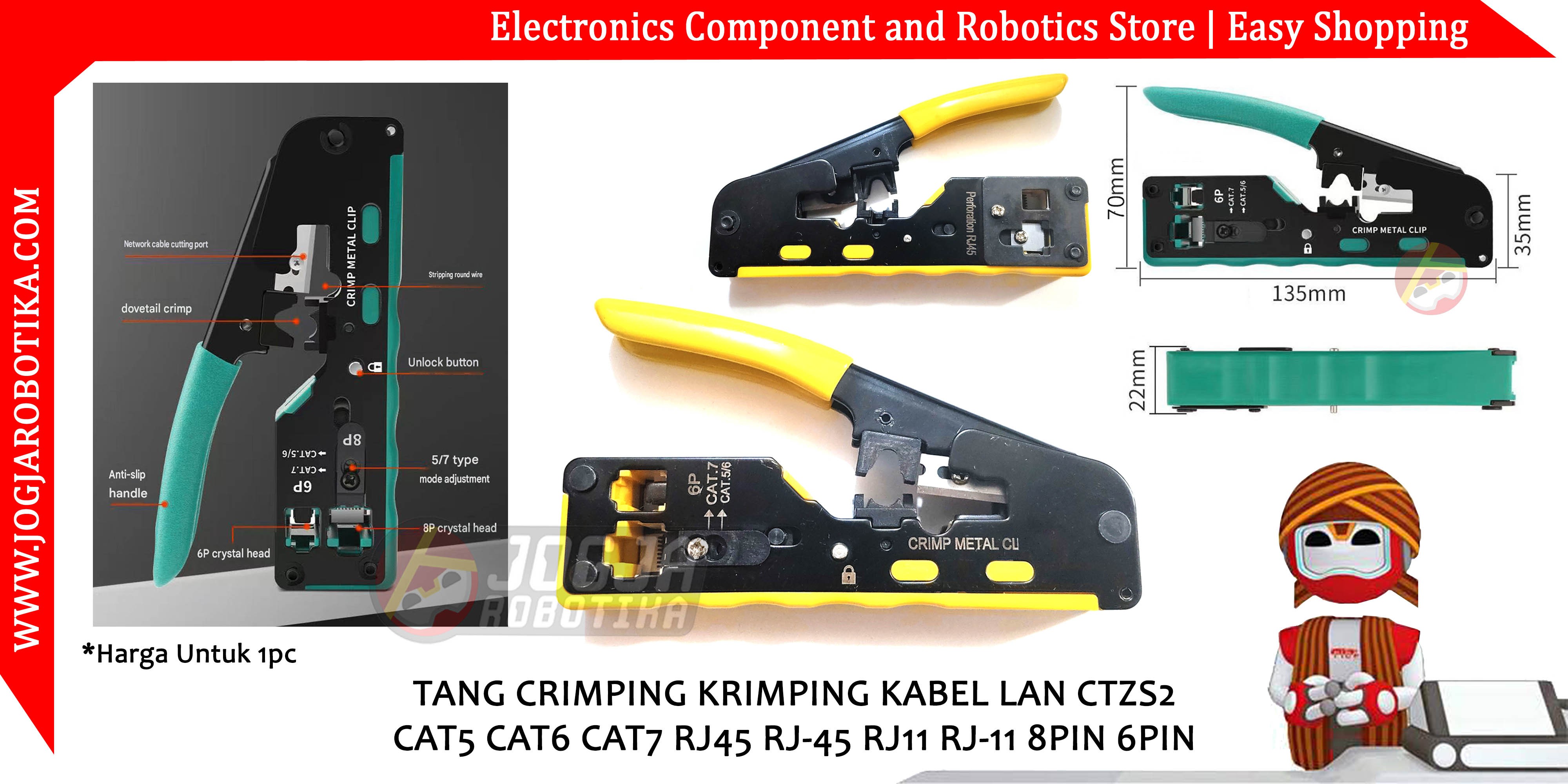 TANG CRIMPING KRIMPING KABEL LAN CTZS2 CAT5 CAT6 CAT7 RJ45 RJ-45 RJ11 RJ-11 8PIN 6PIN