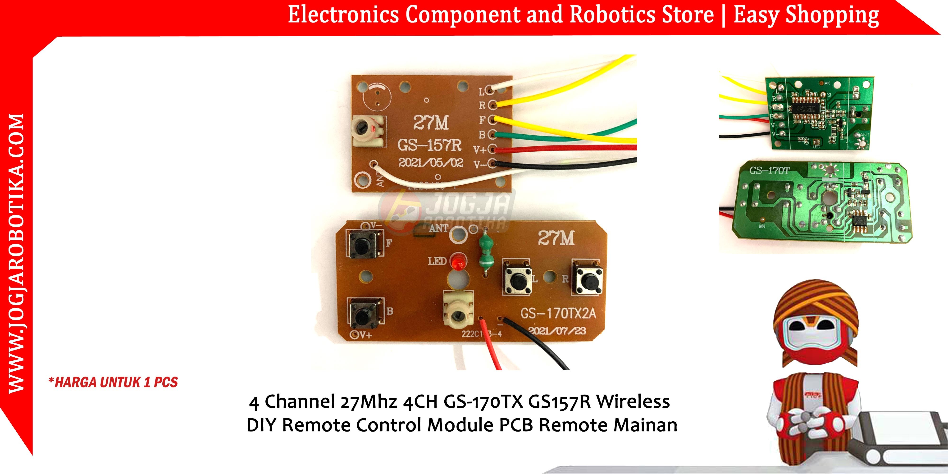 4 Channel 27Mhz 4CH GS-170TX GS157R Wireless DIY Remote Control Module PCB Remote Mainan