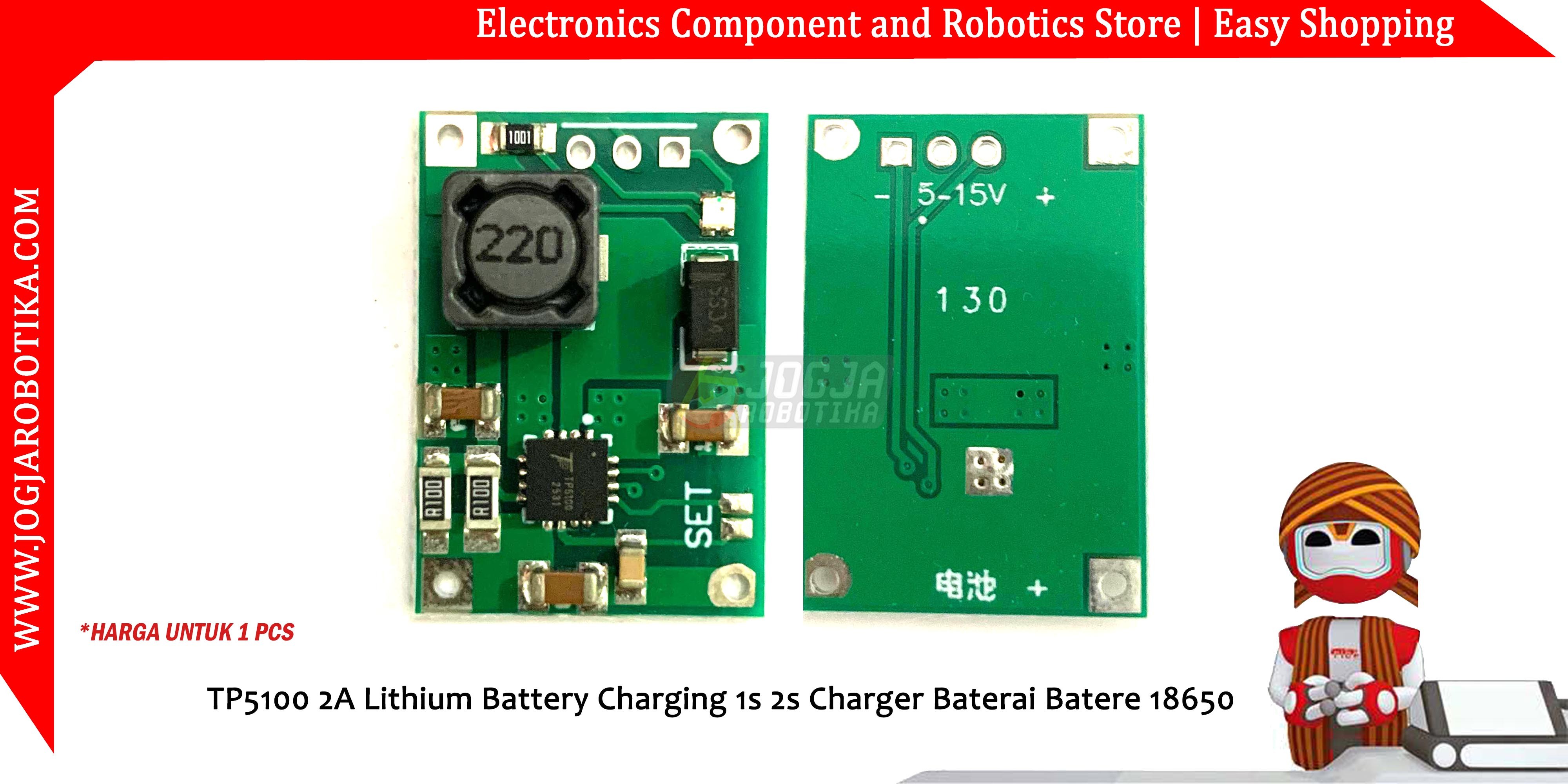 TP5100 2A Lithium Battery Charging 1s 2s Charger Baterai Batere 18650