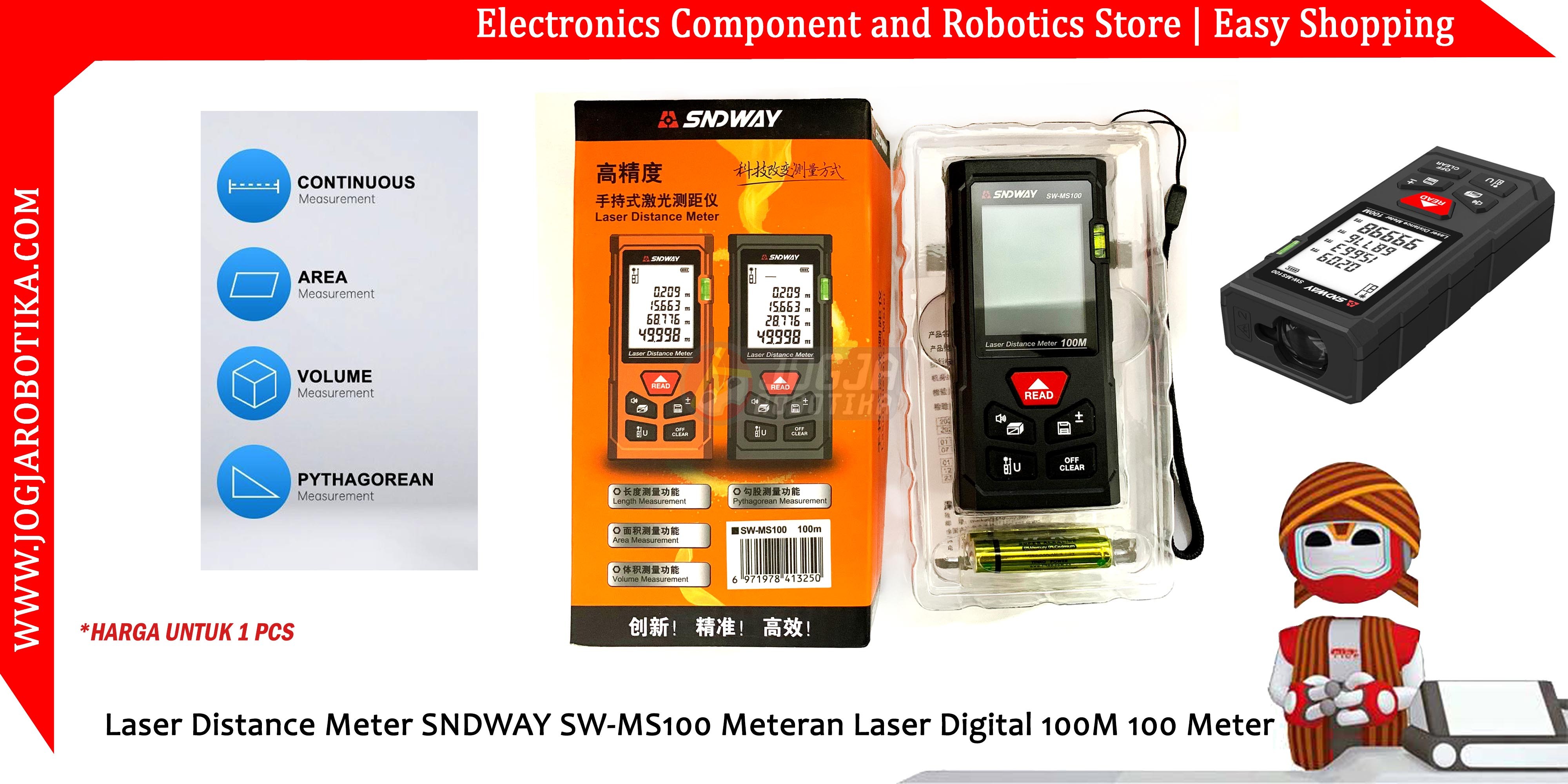 Laser Distance Meter SNDWAY SW-MS100 Meteran Laser Digital 100M 100 Meter