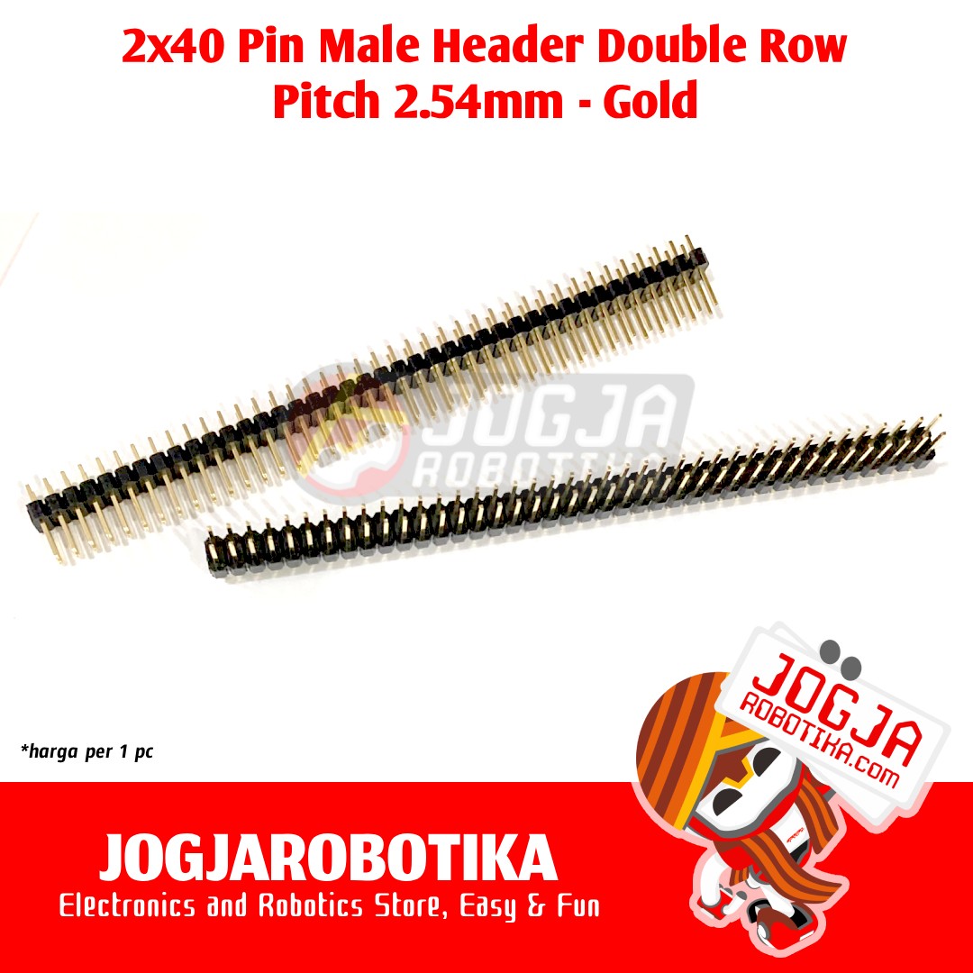 2x40 Pin Male Header Double Row (2.54 mm) - Gold