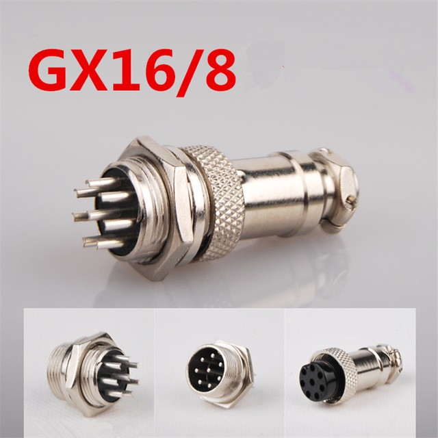 Aviation Plug 8-Pin 16mm GX16-8 Metal Male Female Panel Connector