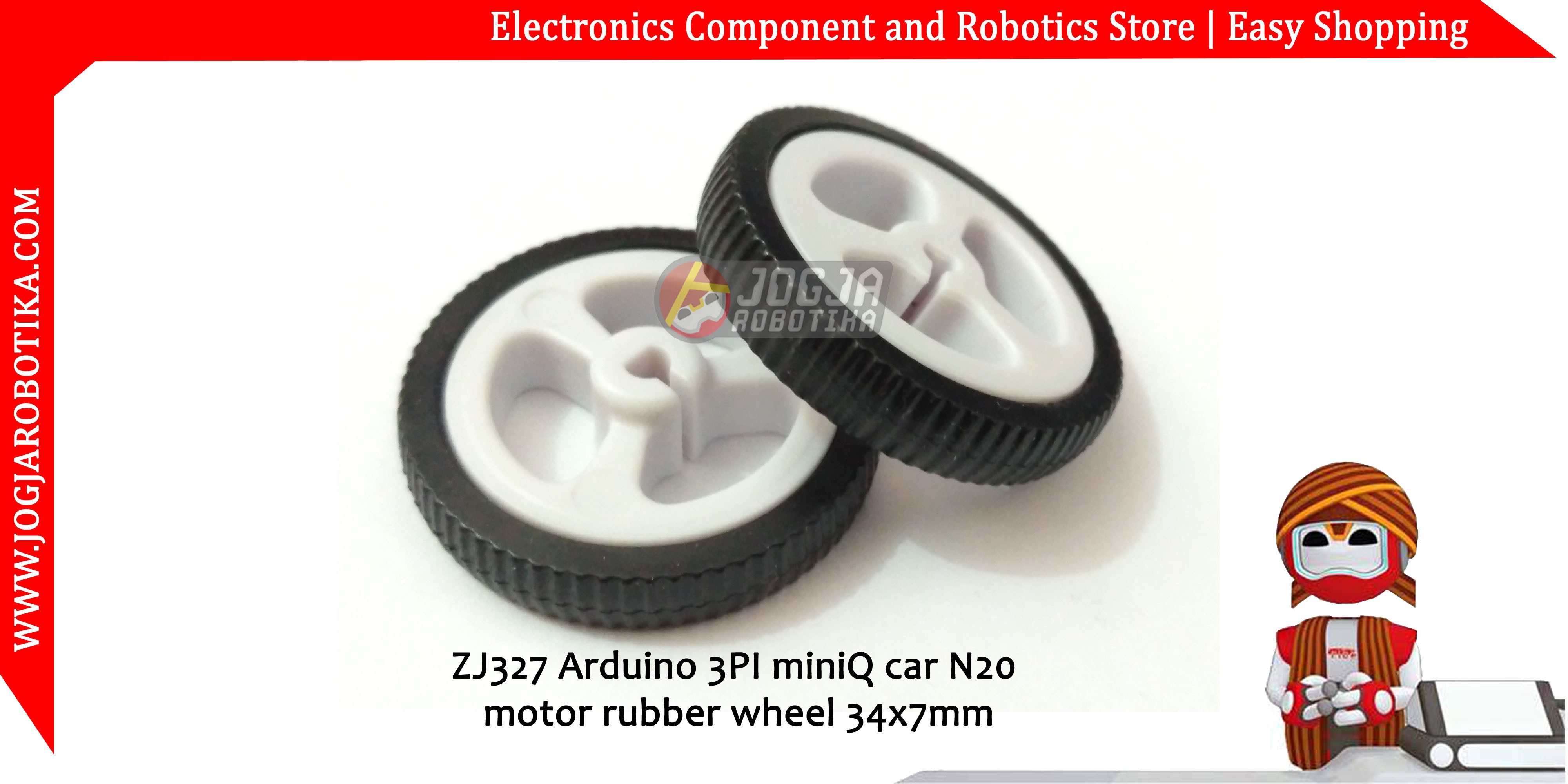 ZJ327 Arduino 3PI miniQ Car N20 Motor Rubber Wheel 34x7mm