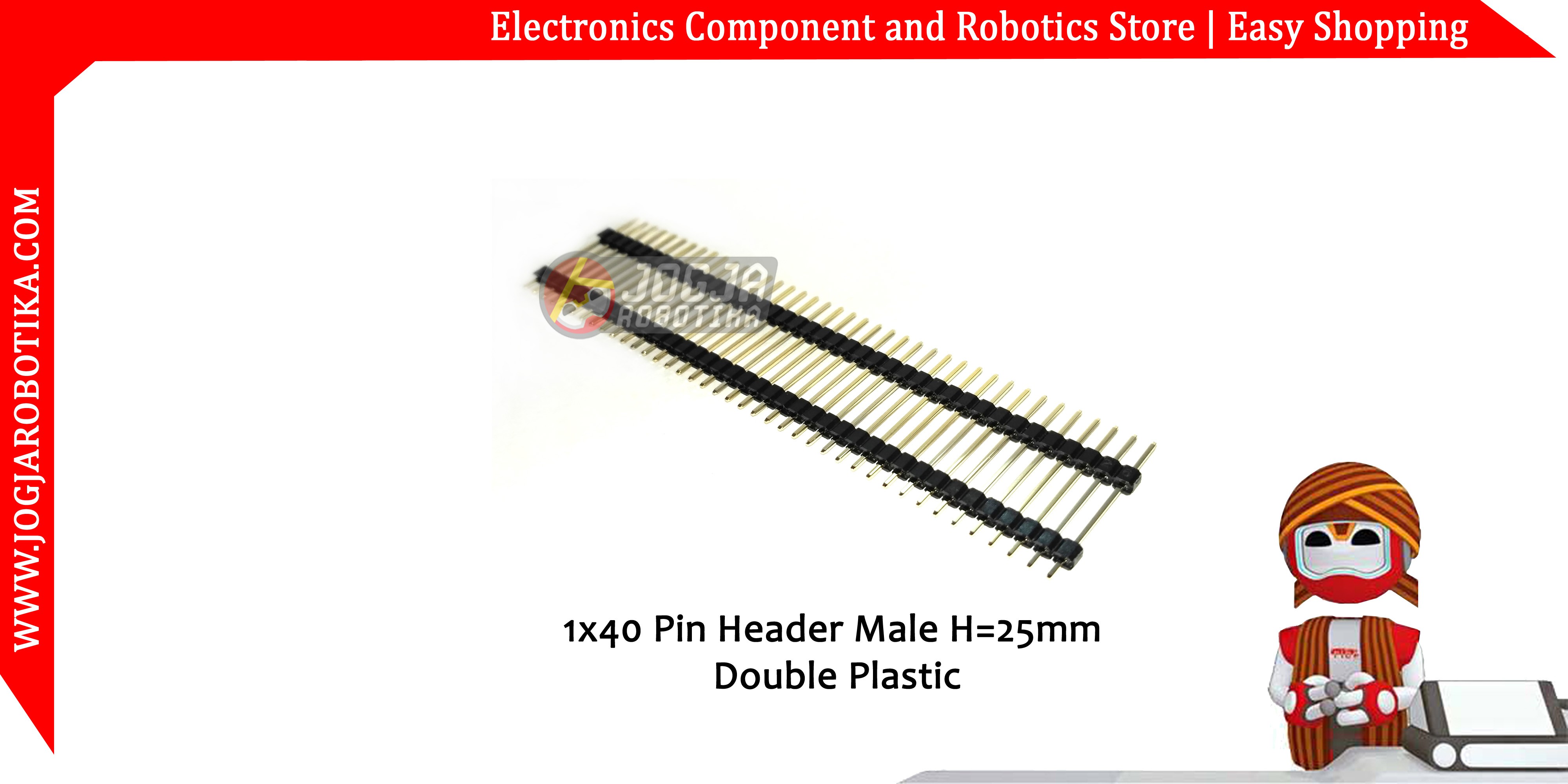 1x40 Pin Header Male H:25mm Double Plastic