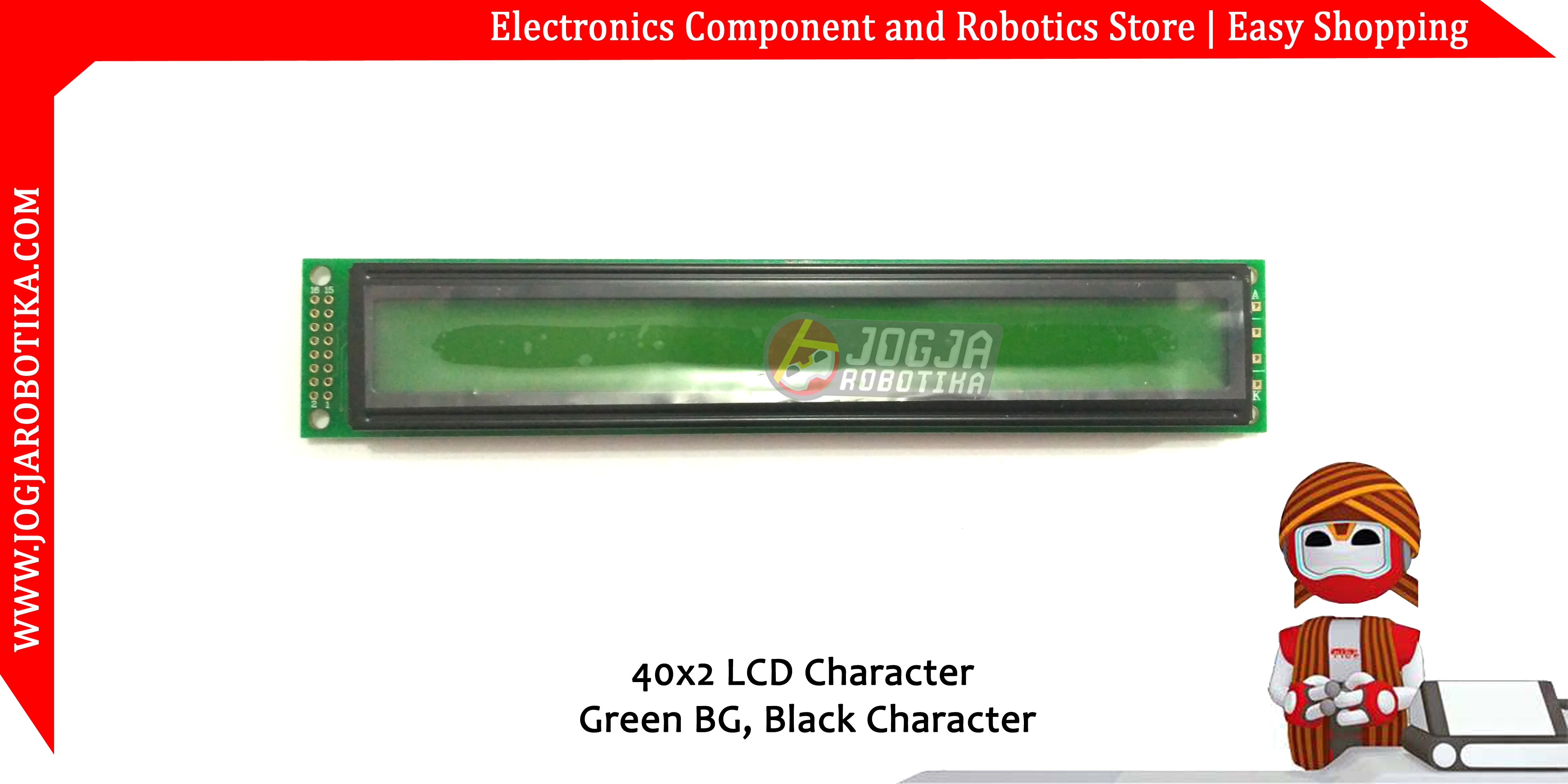 40x2 LCD Character Green BG Black Character