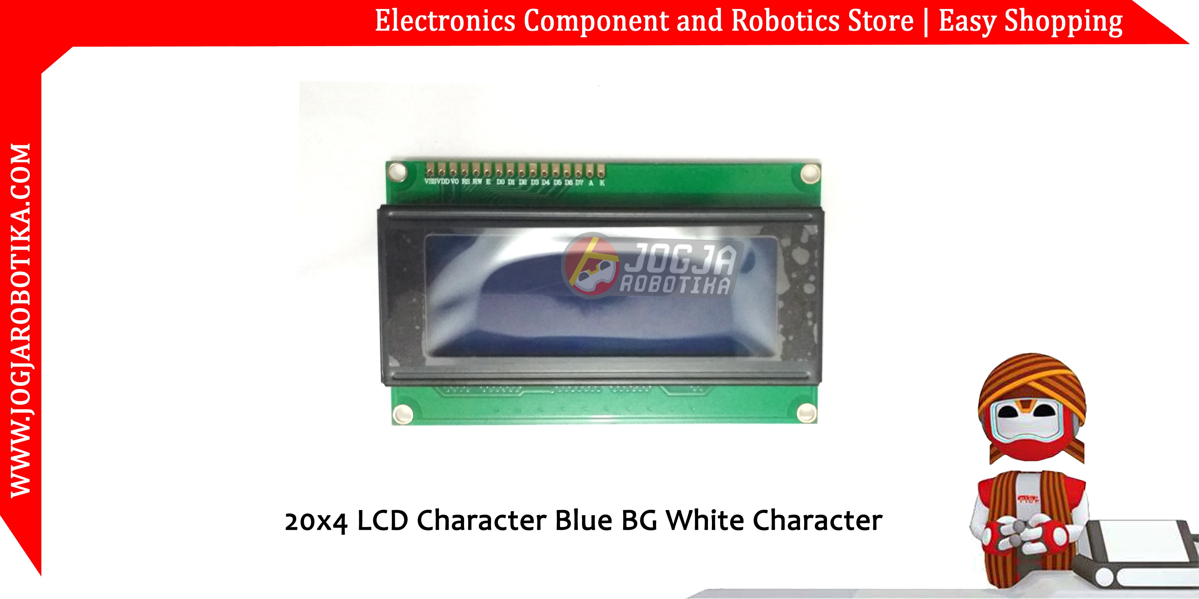 20x4 LCD Character Blue BG White Character