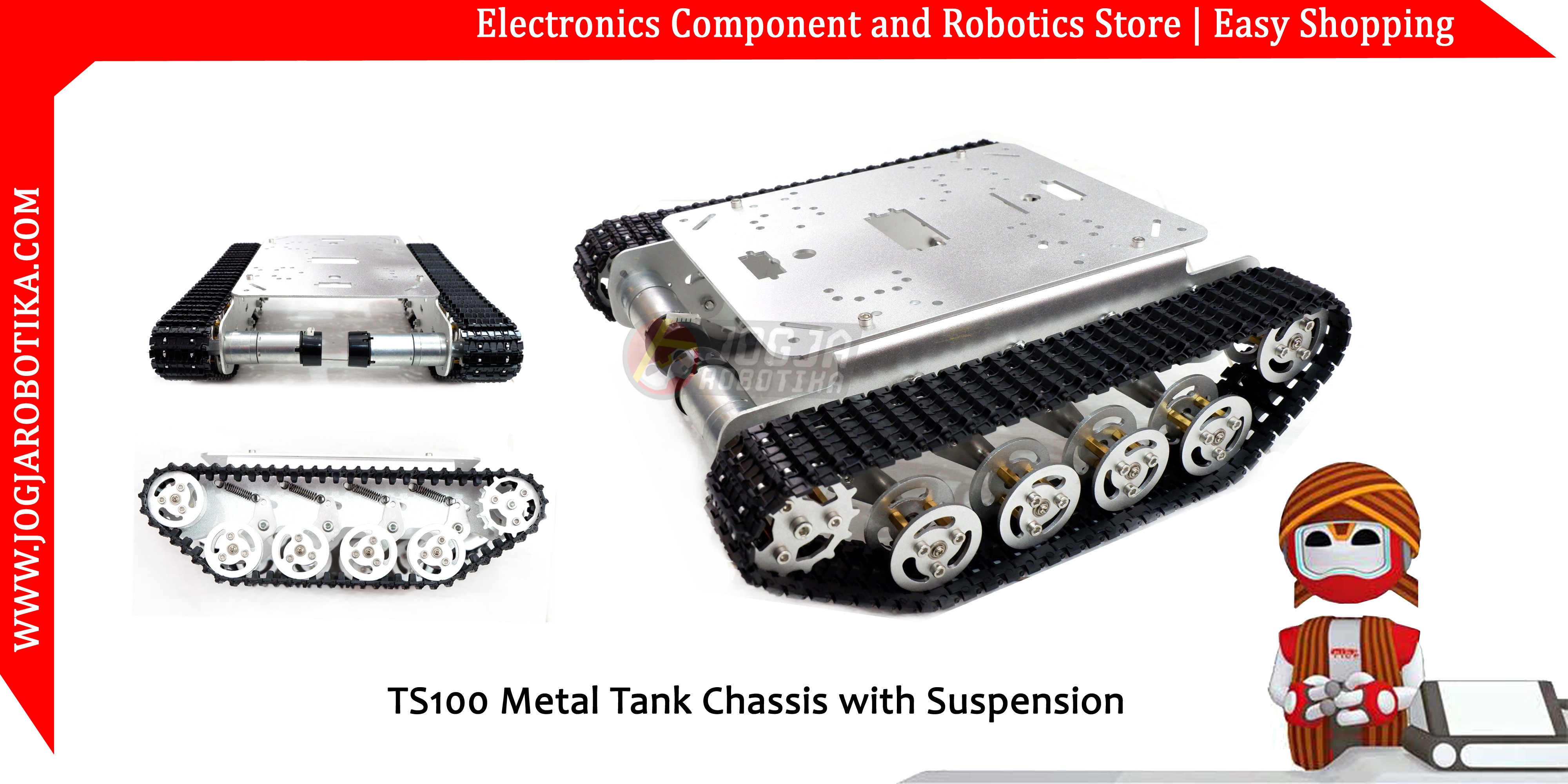 TS100 Metal Tank Chassis with Suspension ( Motor with Encoder)