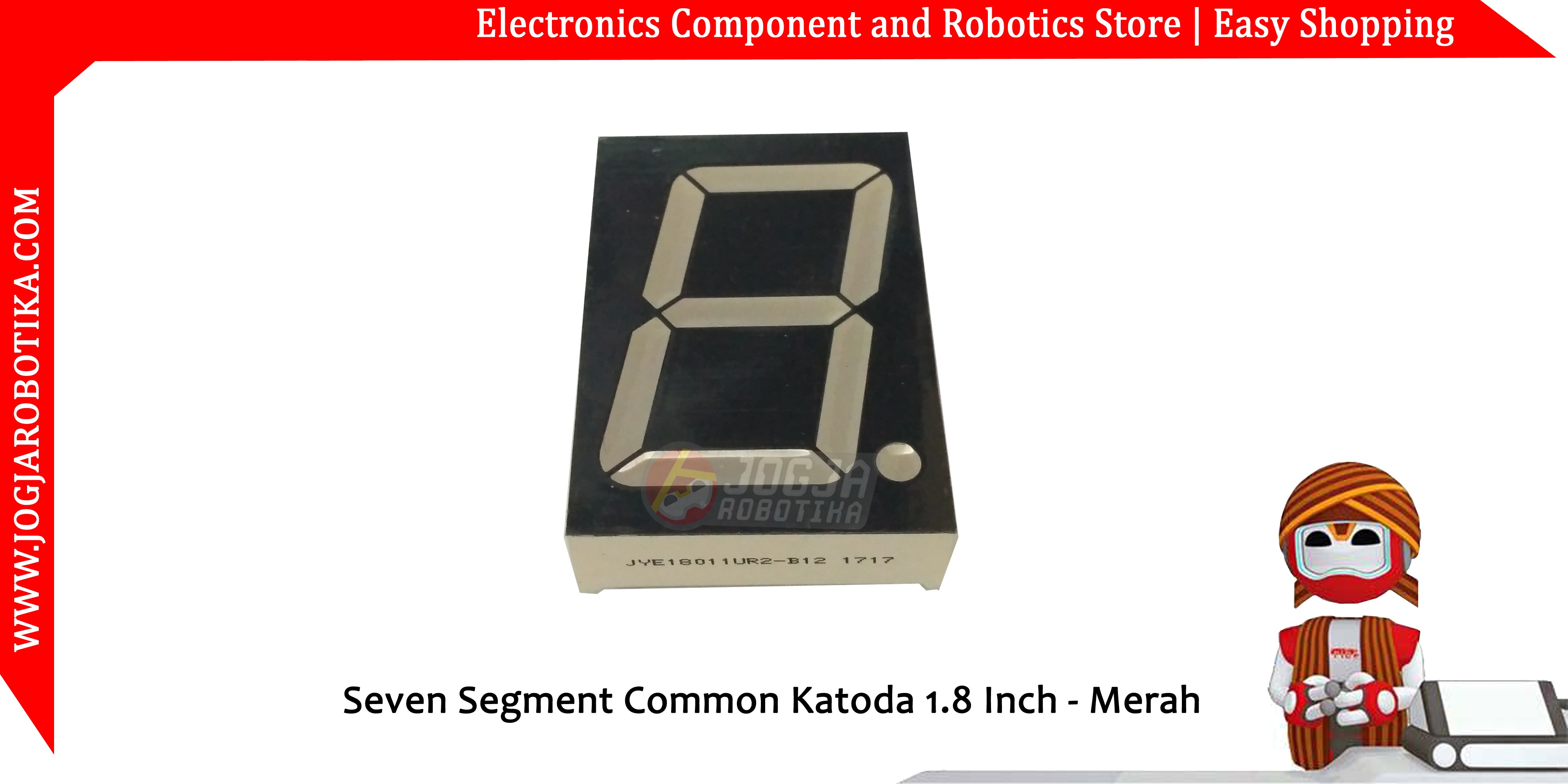 SEVEN SEGMENT MERAH 1.8 INCH SM481801L 7 SEGMEN COMMON KATODA