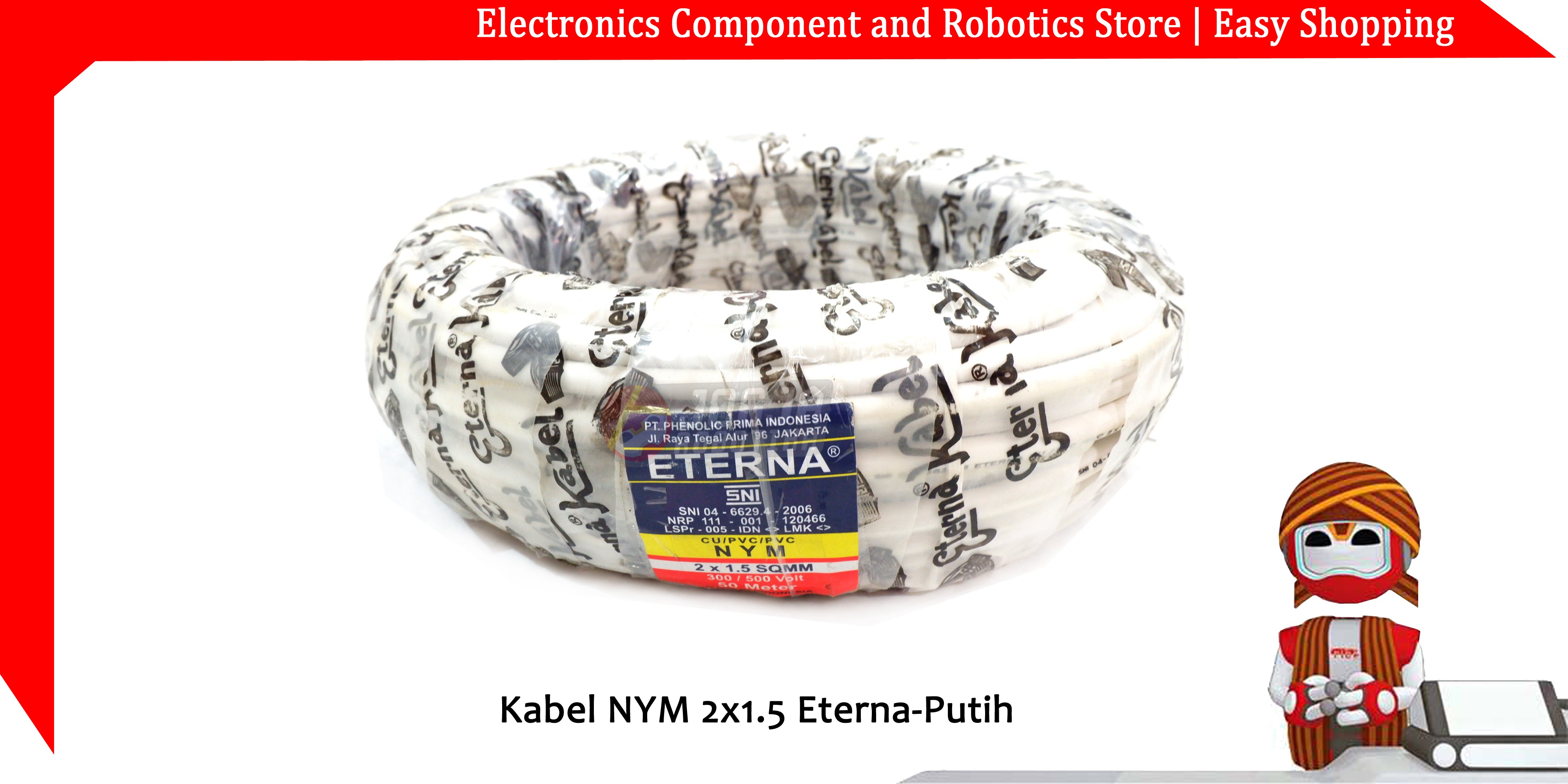 Kabel NYM 2x1.5 Eterna-Putih