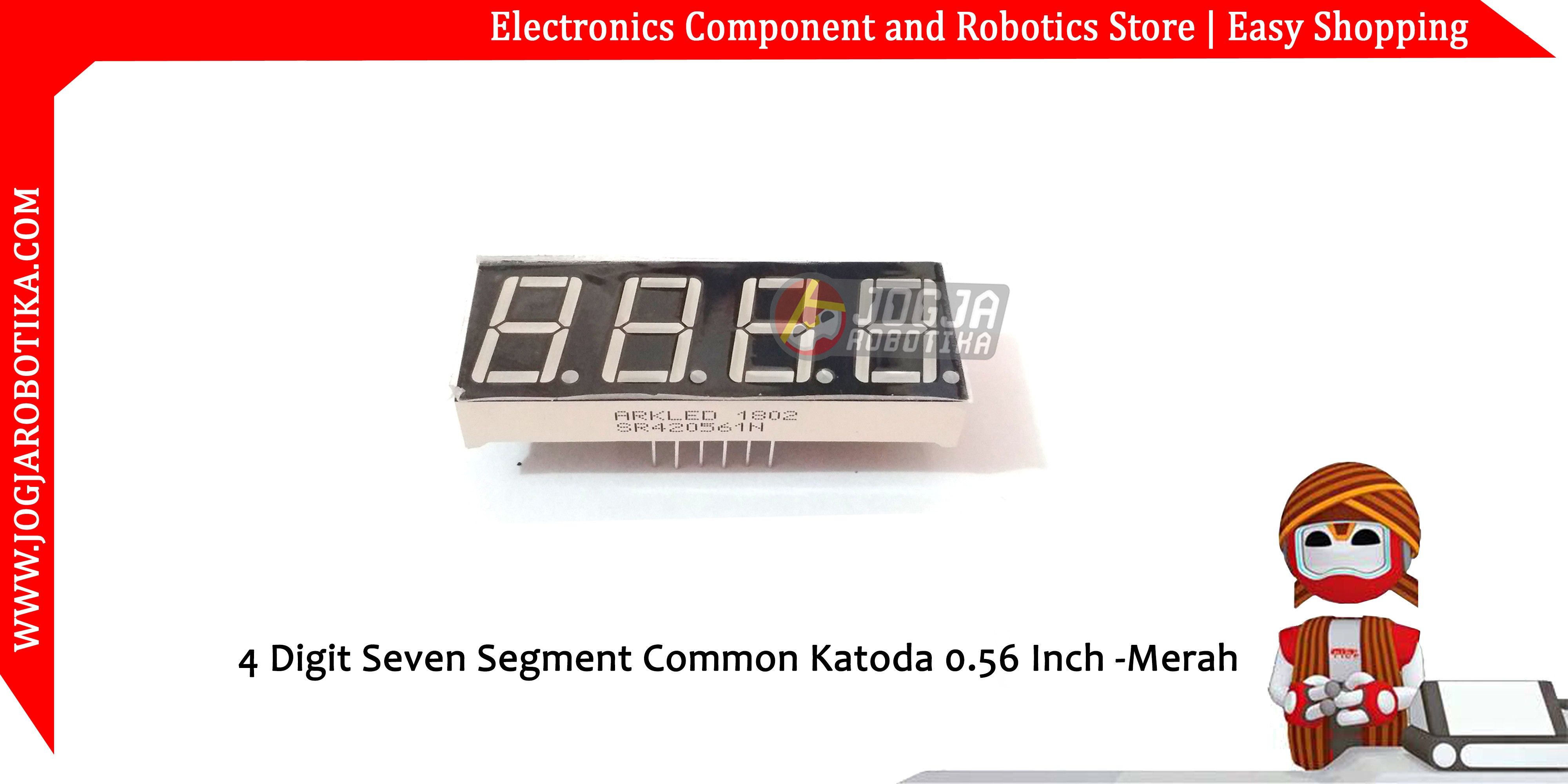4 DIGIT SEVEN SEGMENT MERAH 0.56 INCH SR420561N 7 SEGMEN COMMON KATODA