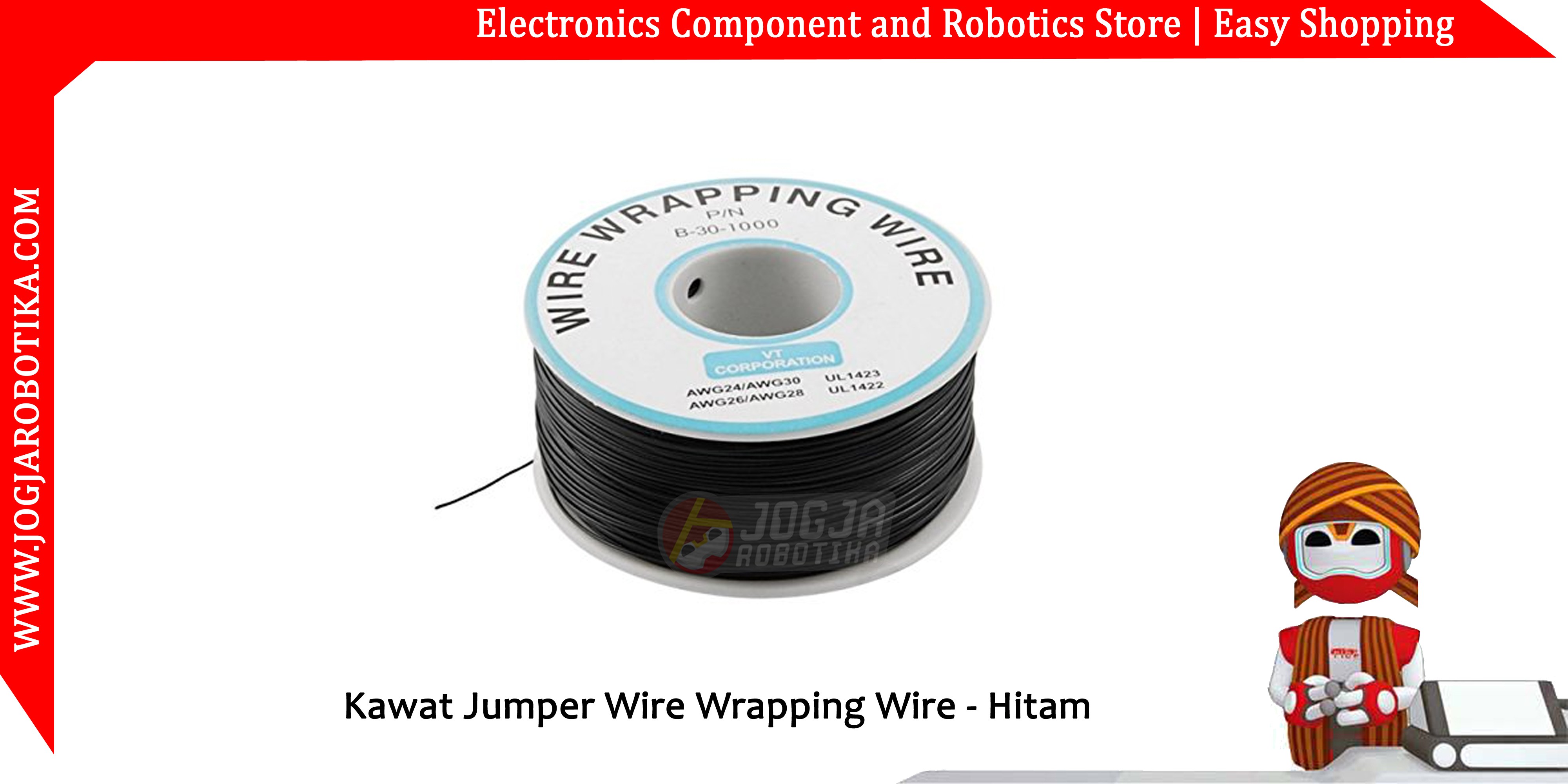 Kawat Jumper Wire Wrapping Wire 30AWG 1 Roll - Hitam