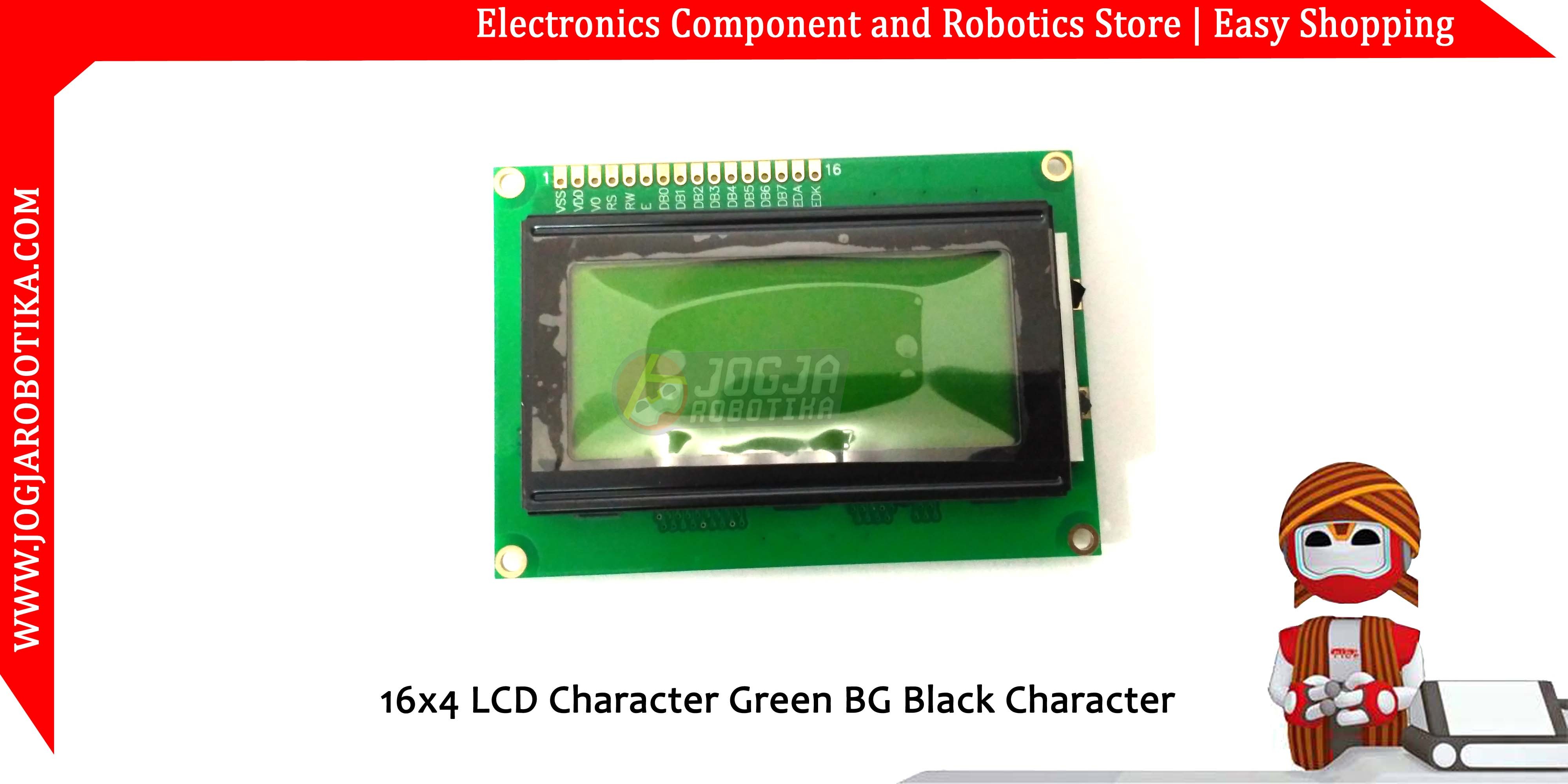 16x4 LCD Character Green BG Black Character
