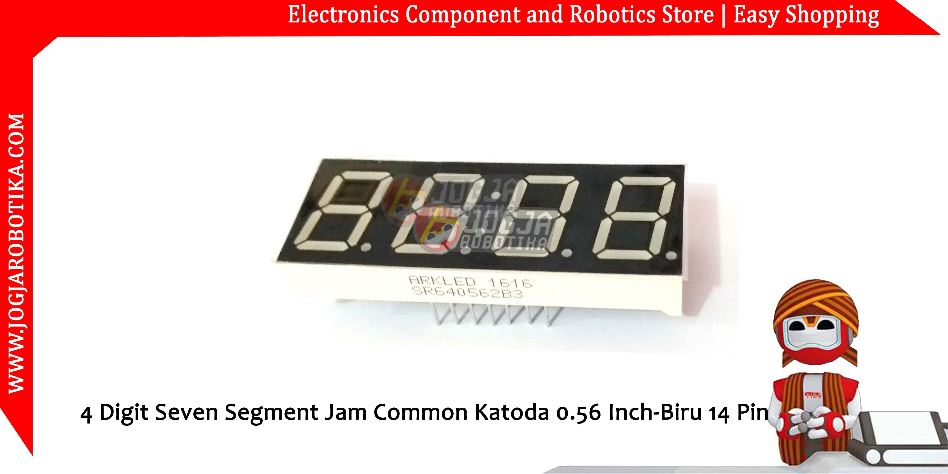 4 DIGIT SEVEN SEGMENT BIRU 0.56 INCH SR640562B3 7 SEGMEN JAM 14 PIN COMMON KATODA