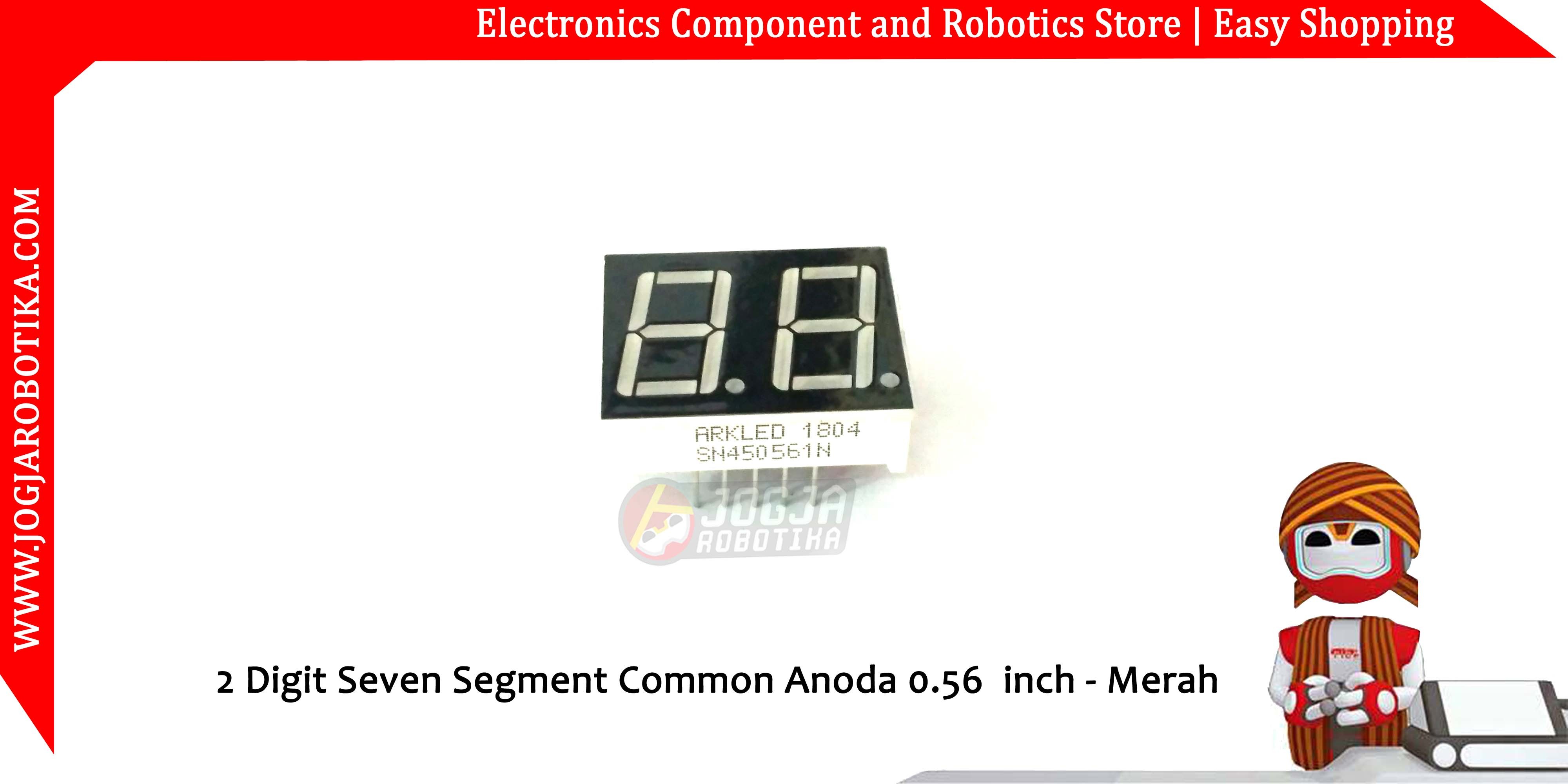 2 DIGIT SEVEN SEGMENT MERAH 0.56 INCH SN450561N 7 SEGMEN COMMON ANODA