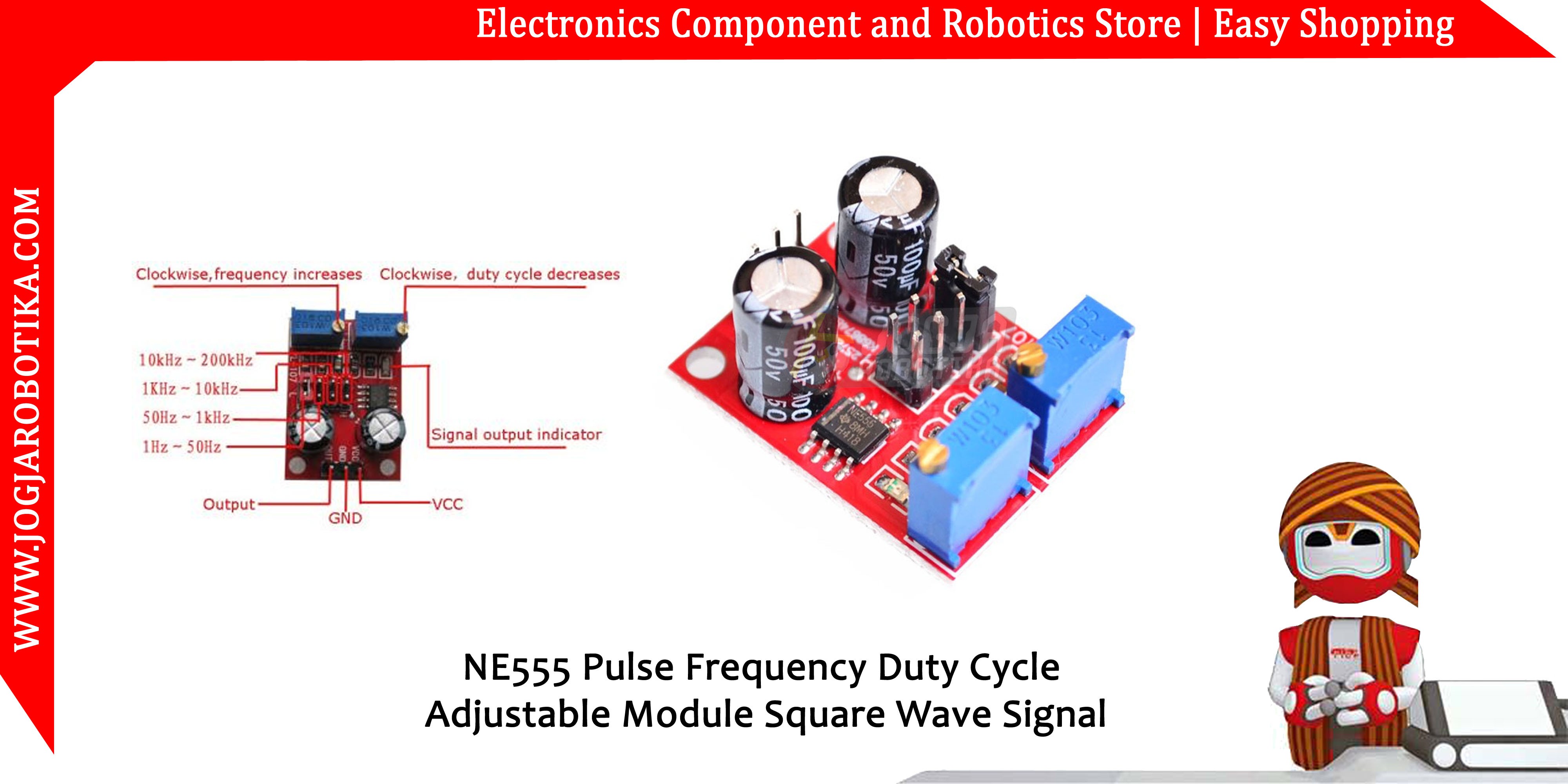 NE555 Pulse Frequency Duty Cycle Adjustable Module Square Wave Signal