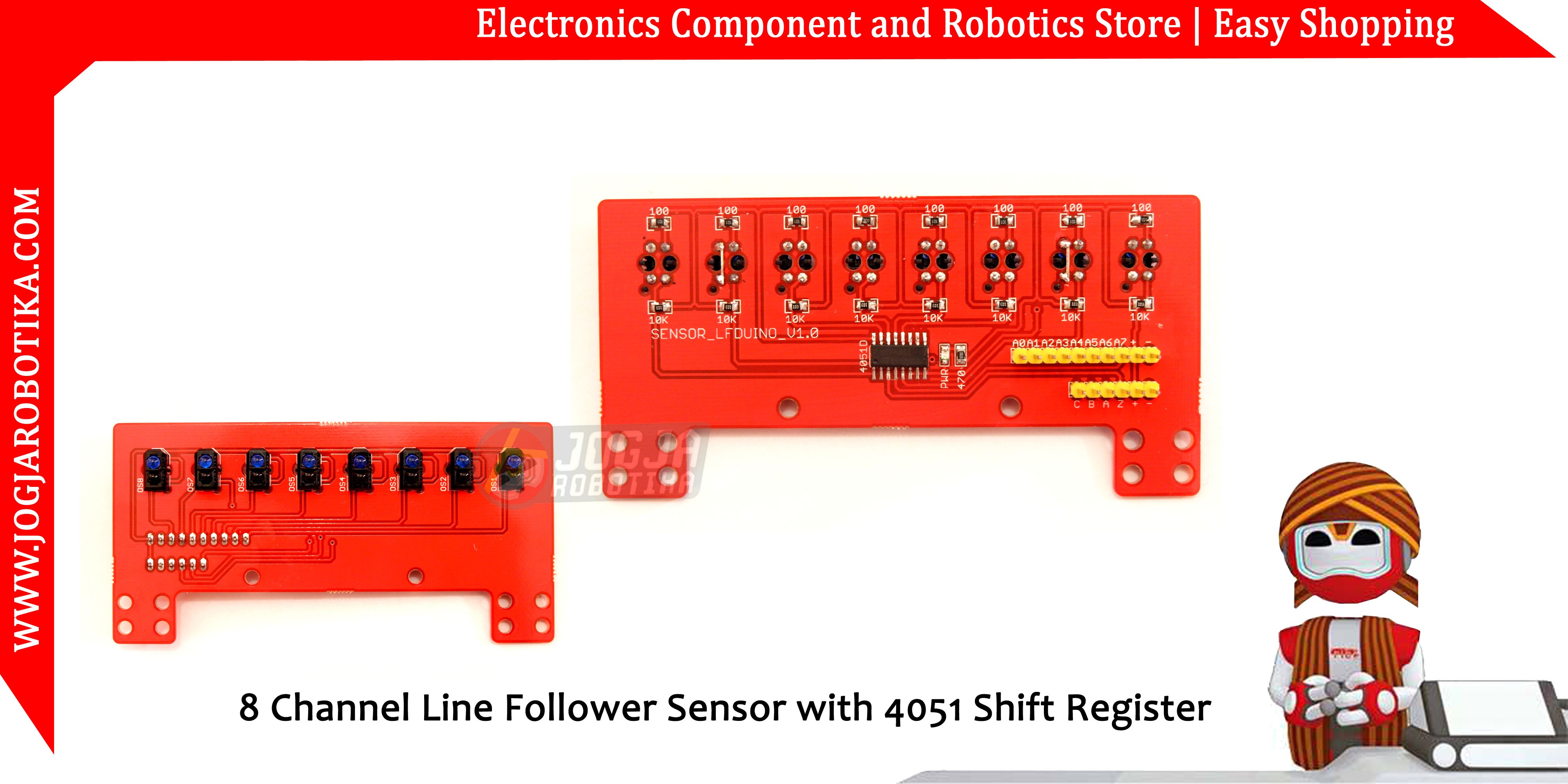8 Channel Line Follower Sensor with 4051 Shift Register