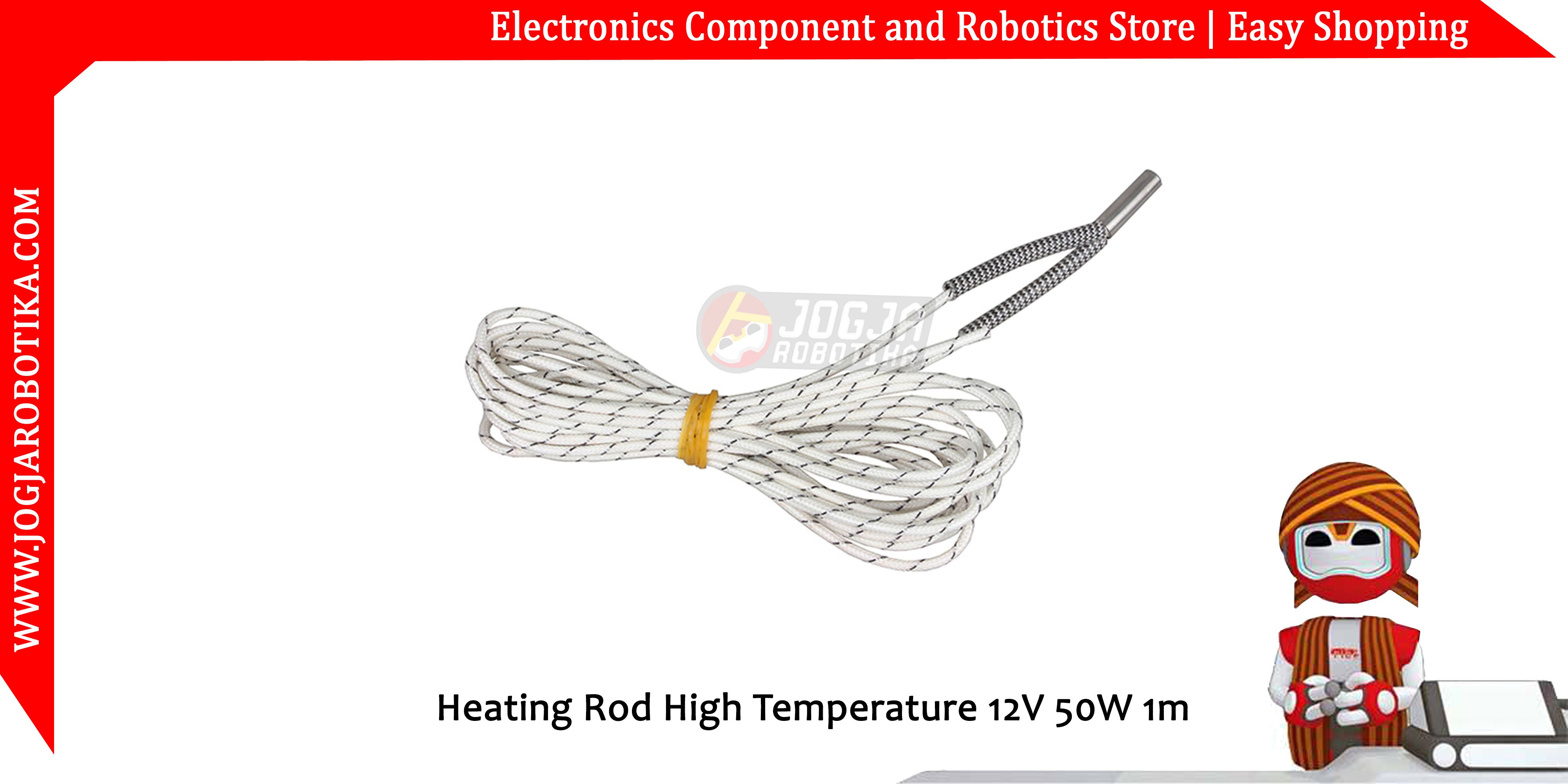 Heating Rod High Temperature 12V 50W 6x20mm