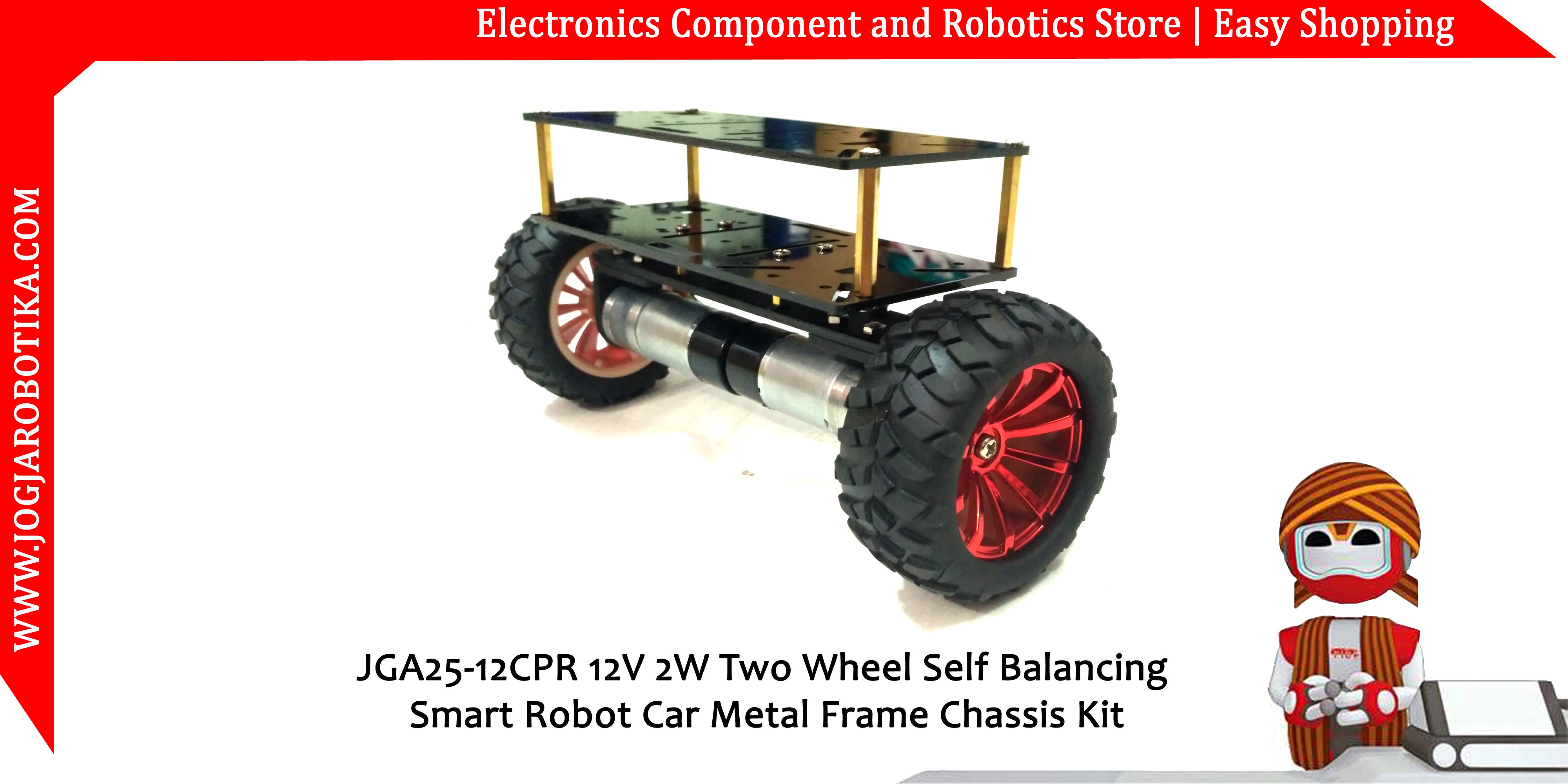 JGA25-12CPR 12V 2W Two Wheel Self Balancing Smart Robot Car Metal Frame Chassis Kit