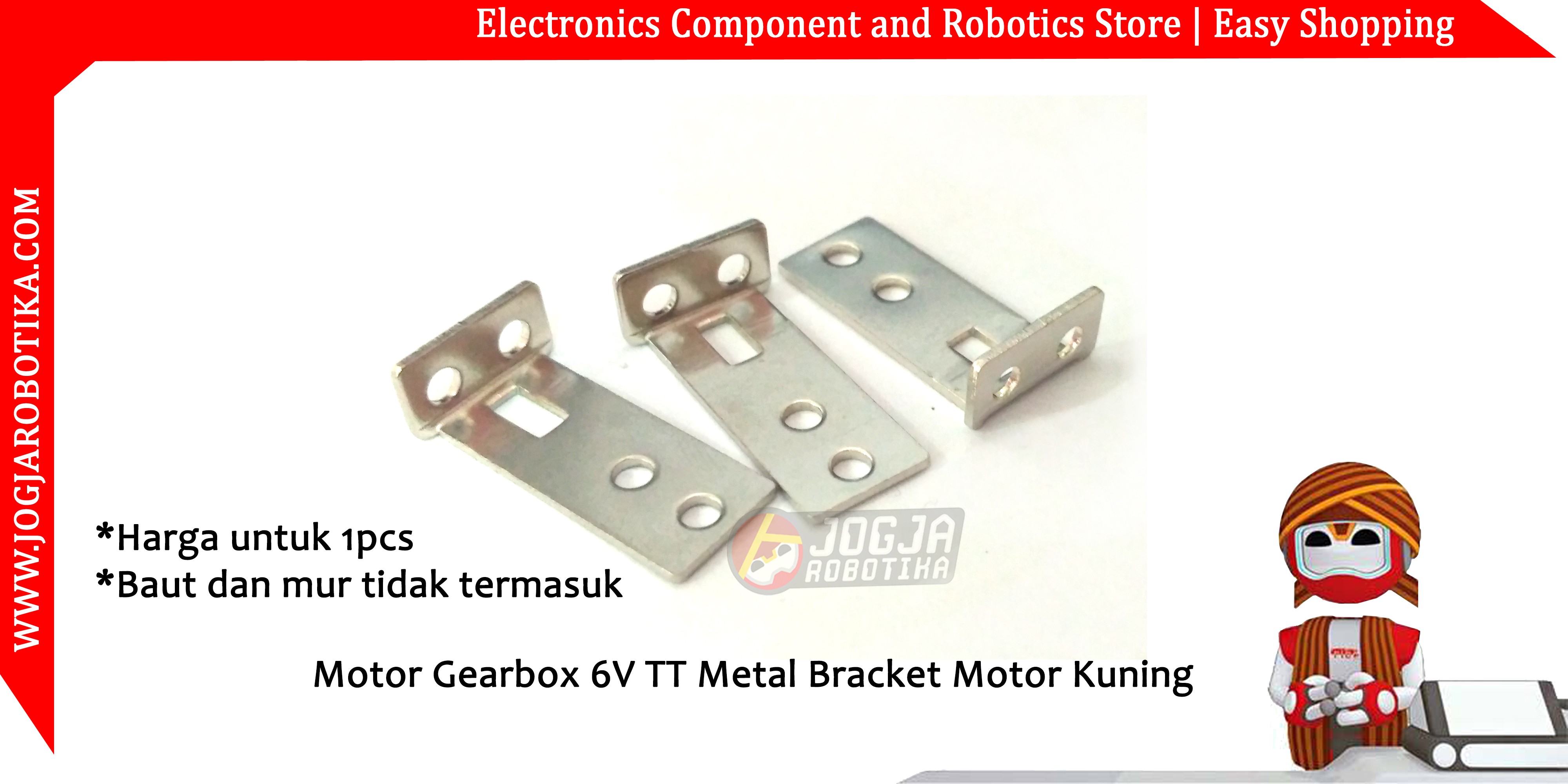Motor Gearbox 6V TT Metal Bracket Motor Kuning