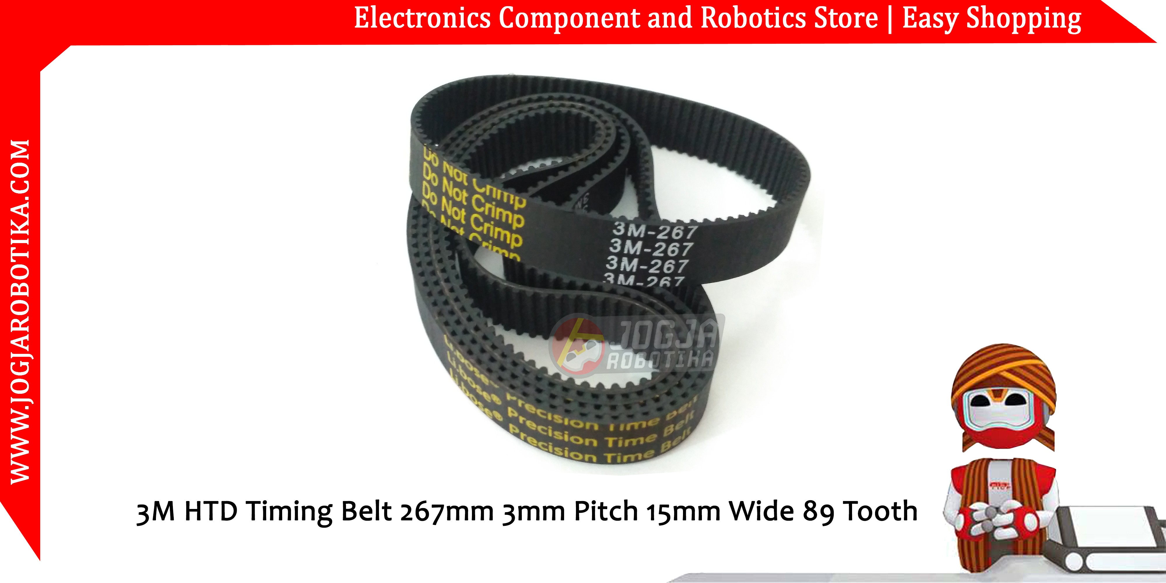 3M-267 HTD Timing Belt 267mm 3mm Pitch 15mm Wide 89 Tooth Close loop