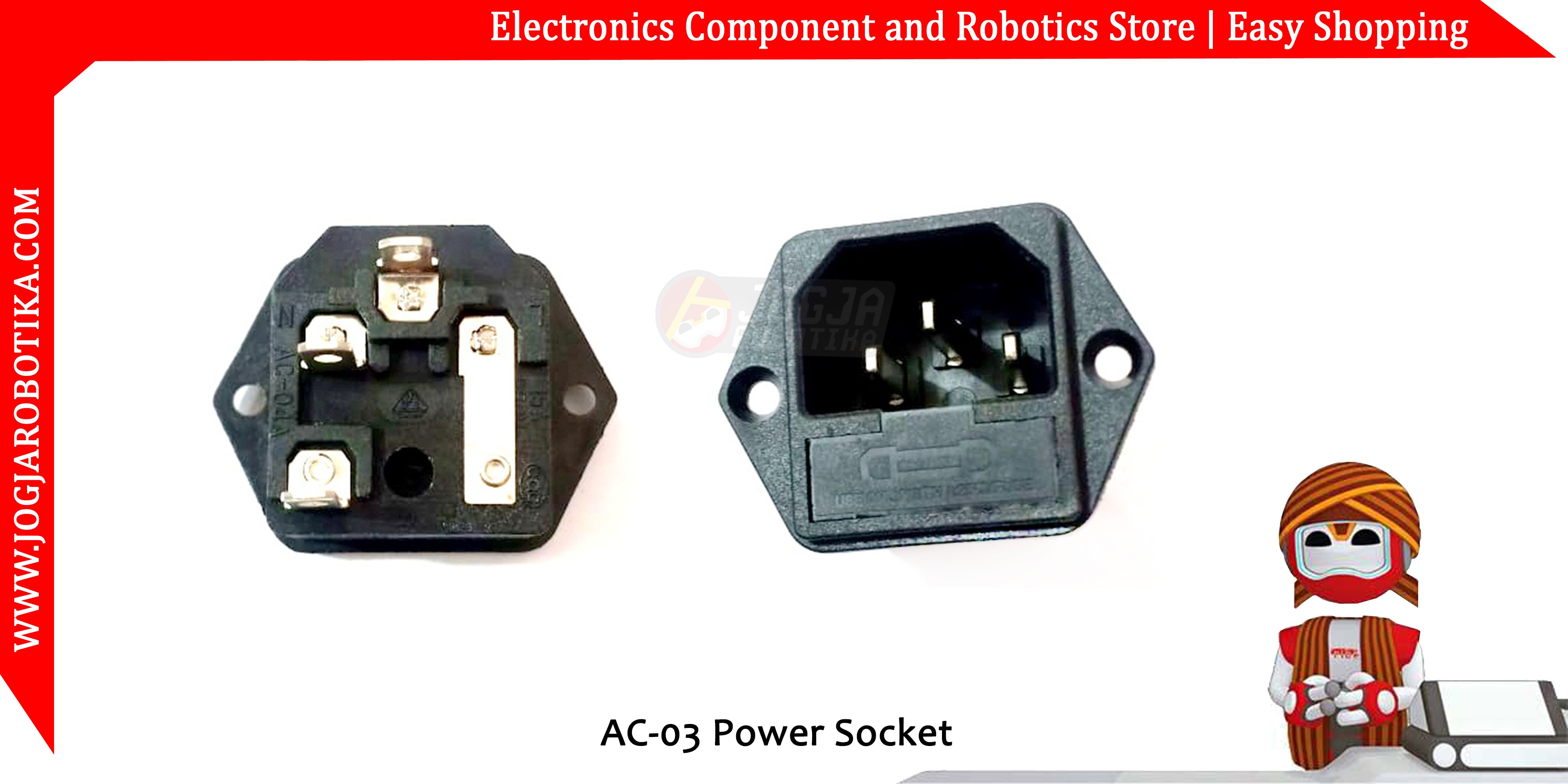 AC-03 Power Socket AC Power 2in1 + Fuse Folder Soket Outlet Inlet