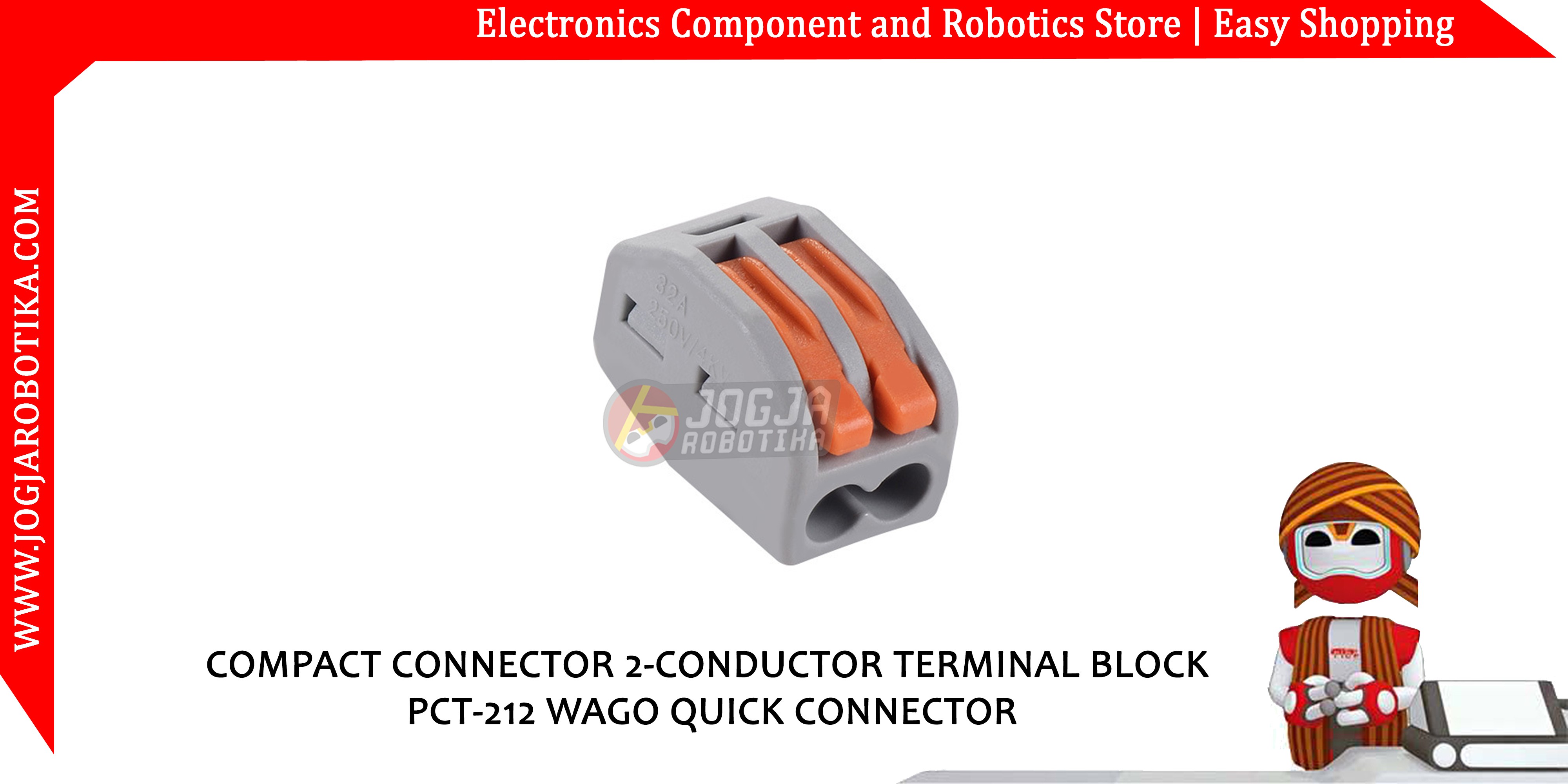 COMPACT CONNECTOR 2-CONDUCTOR TERMINAL BLOCK PCT-212 WAGO QUICK CONNECTOR